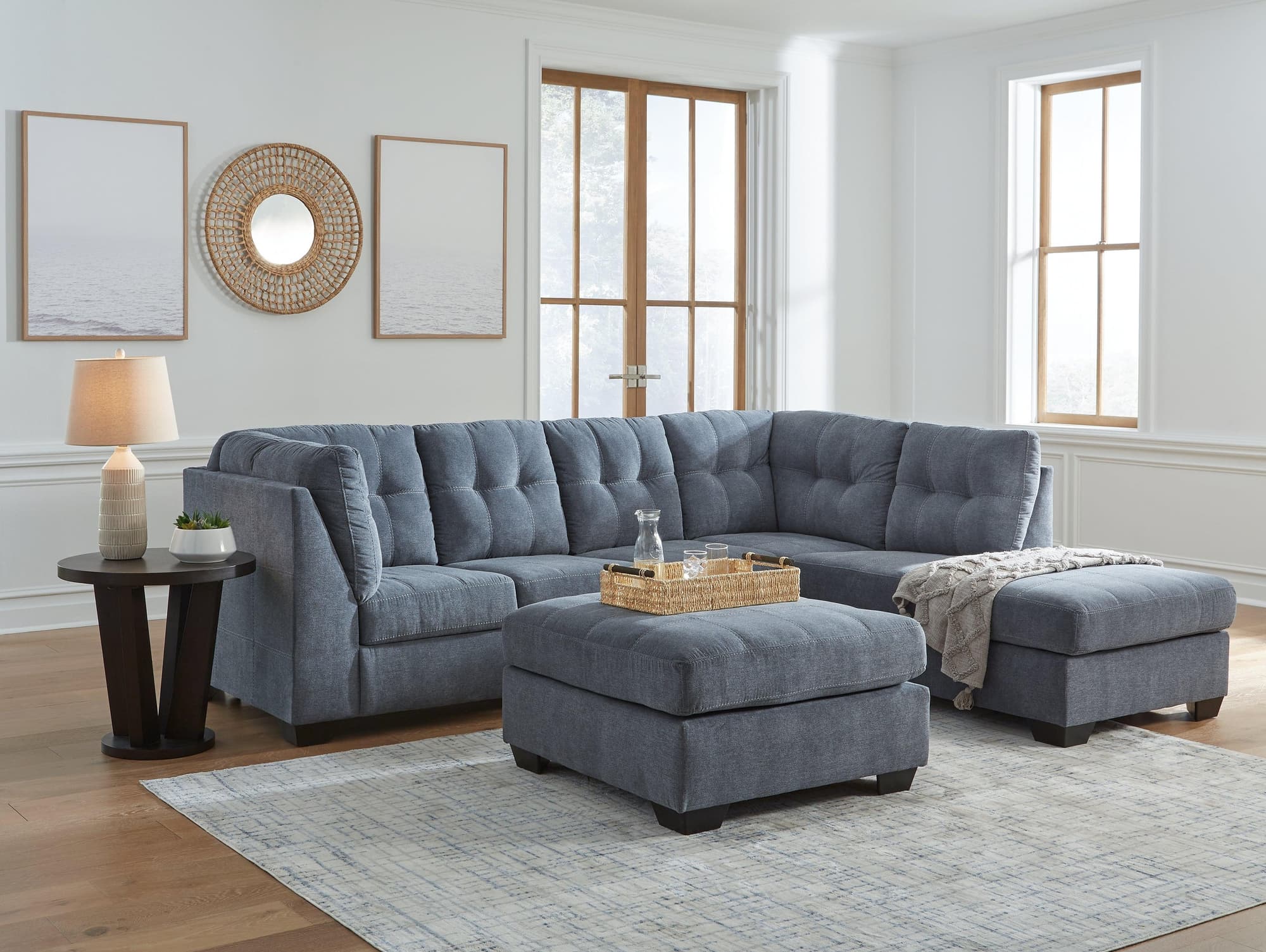 Marleton Denim 2-Piece Sleeper Sectional With Ottoman - Image 1