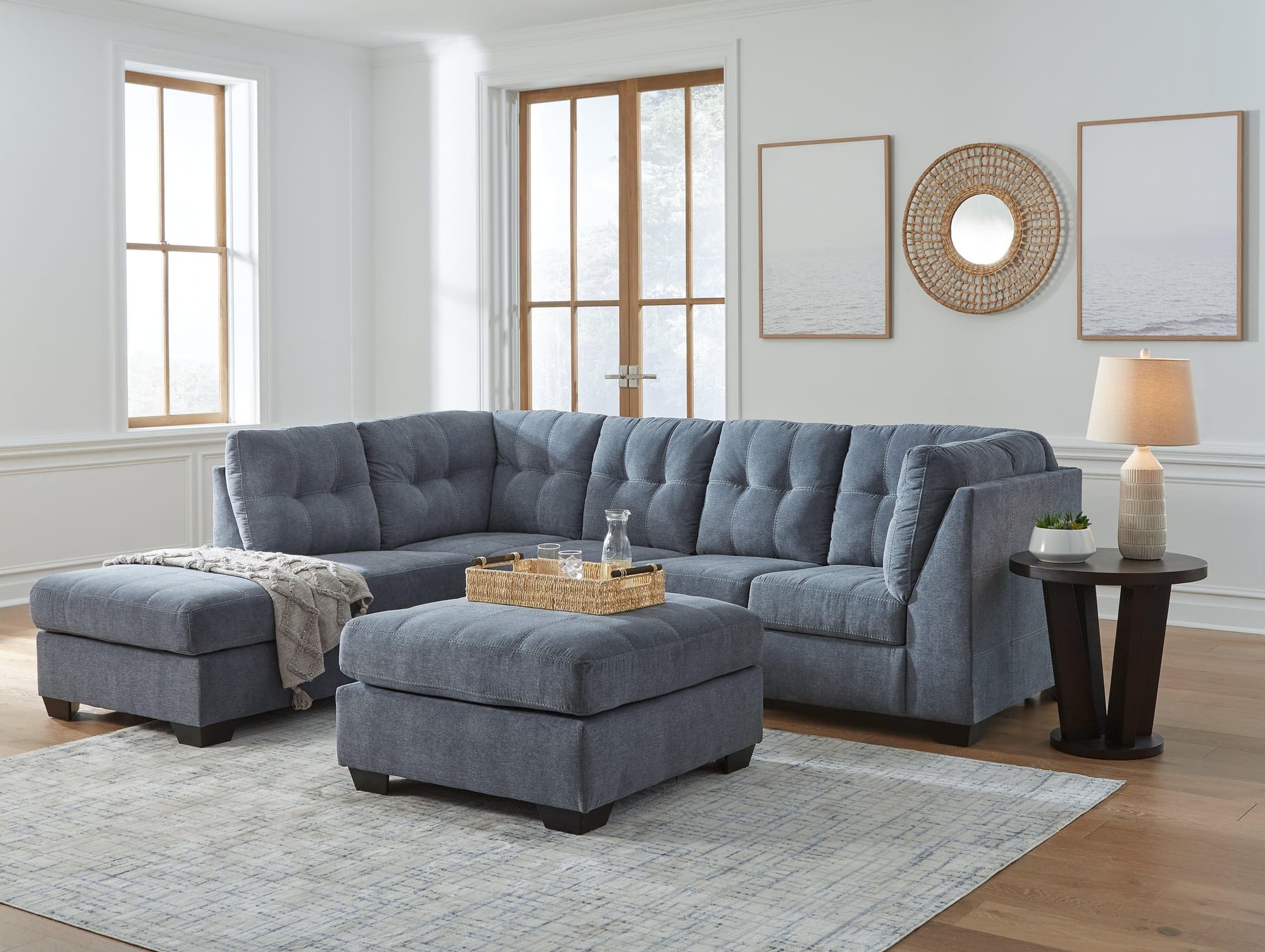 Marleton Denim 2-Piece Sectional With Ottoman - Image 1