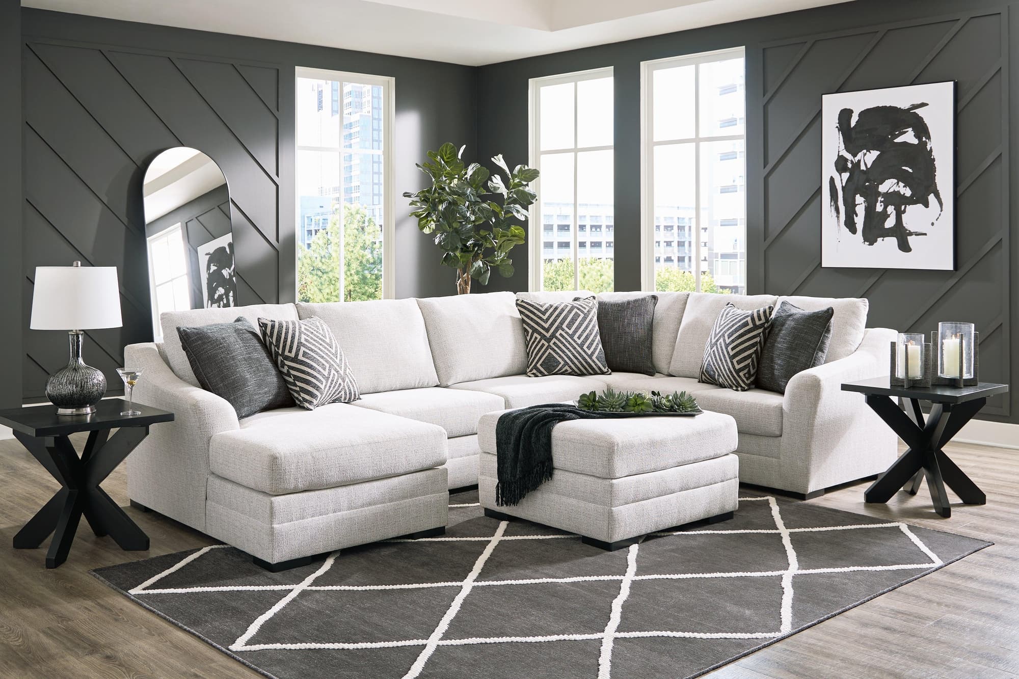 Koralynn Stone 3-Piece Sectional With Ottoman - Image 1