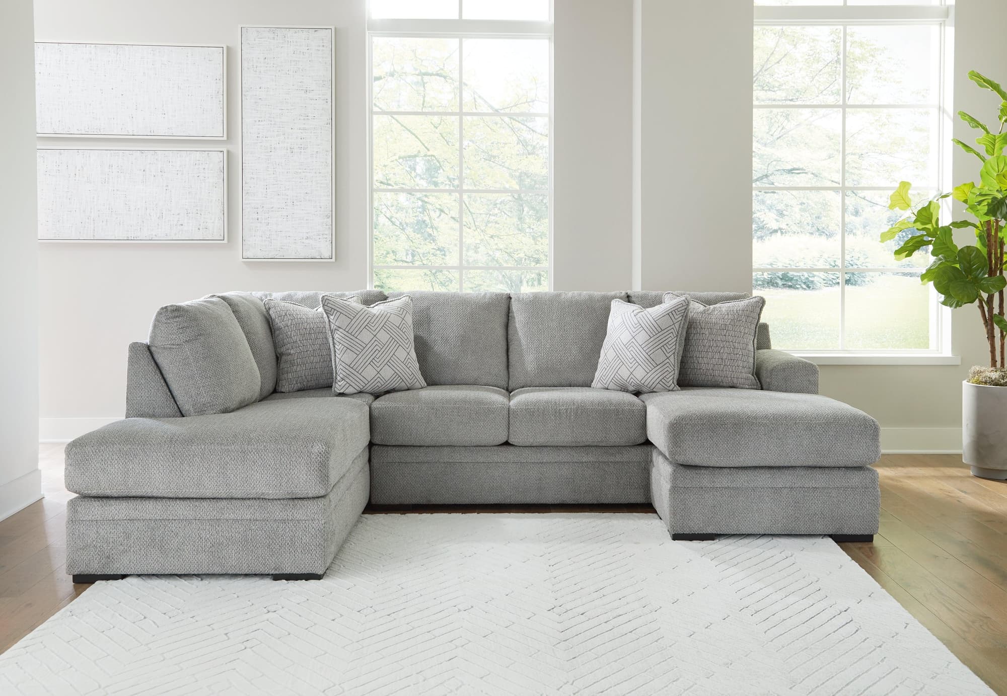 Casselbury Cement 2-Piece Sectional With Ottoman - Image 1