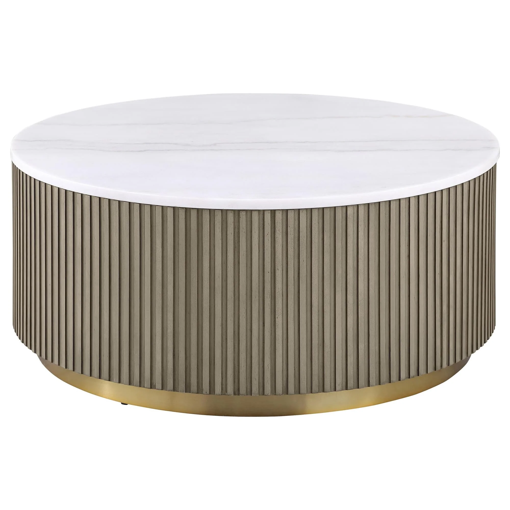 Jason Round White Marble Top Coffee Table Greige - Image 1