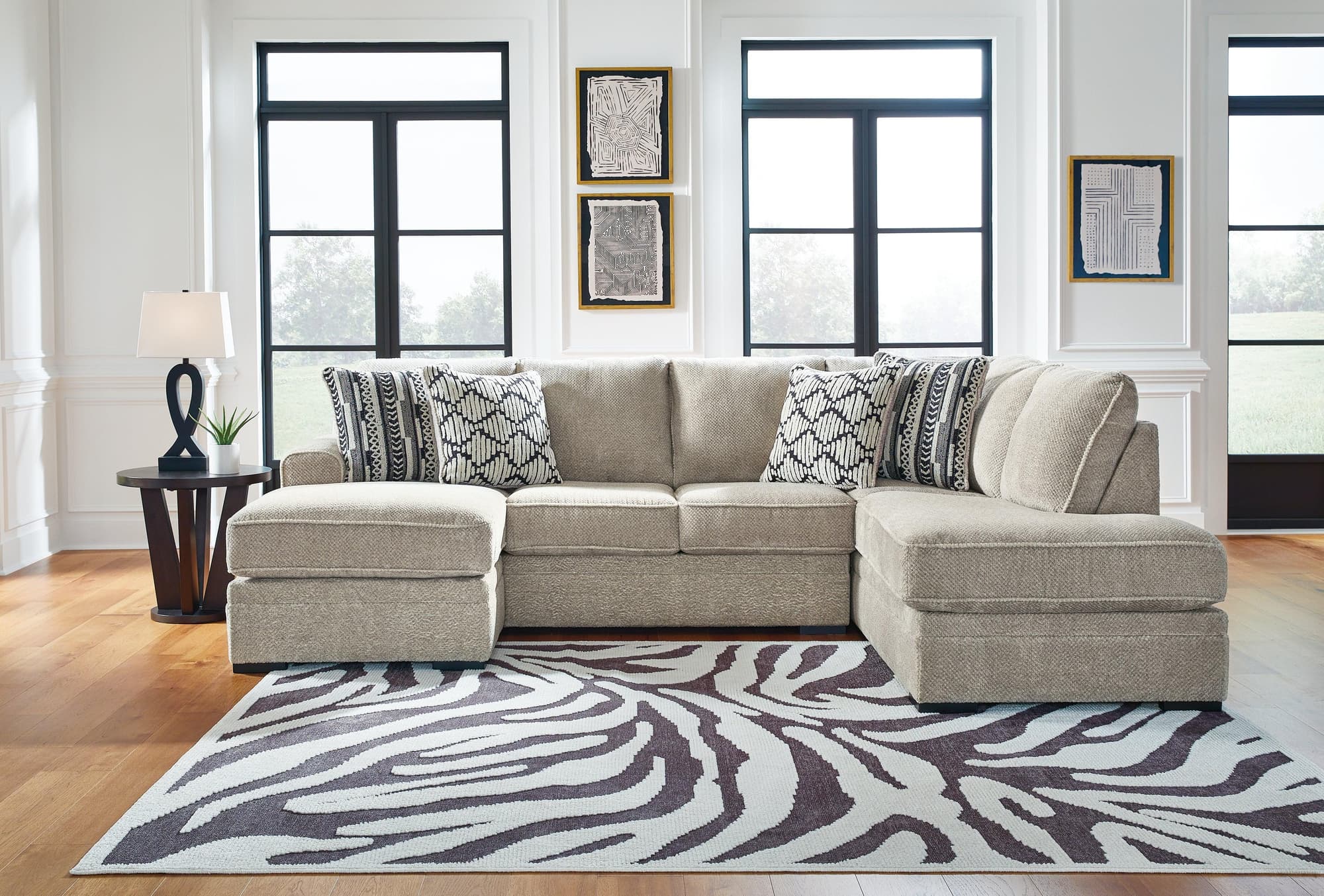 Calnita Sisal 2-Piece Sectional With Ottoman - Image 1