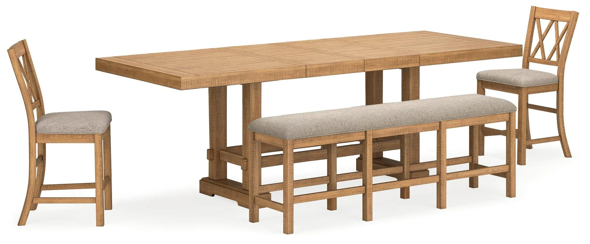 Havonplane Brown Counter Height Dining Table And 2 Barstools Bench - Image 1