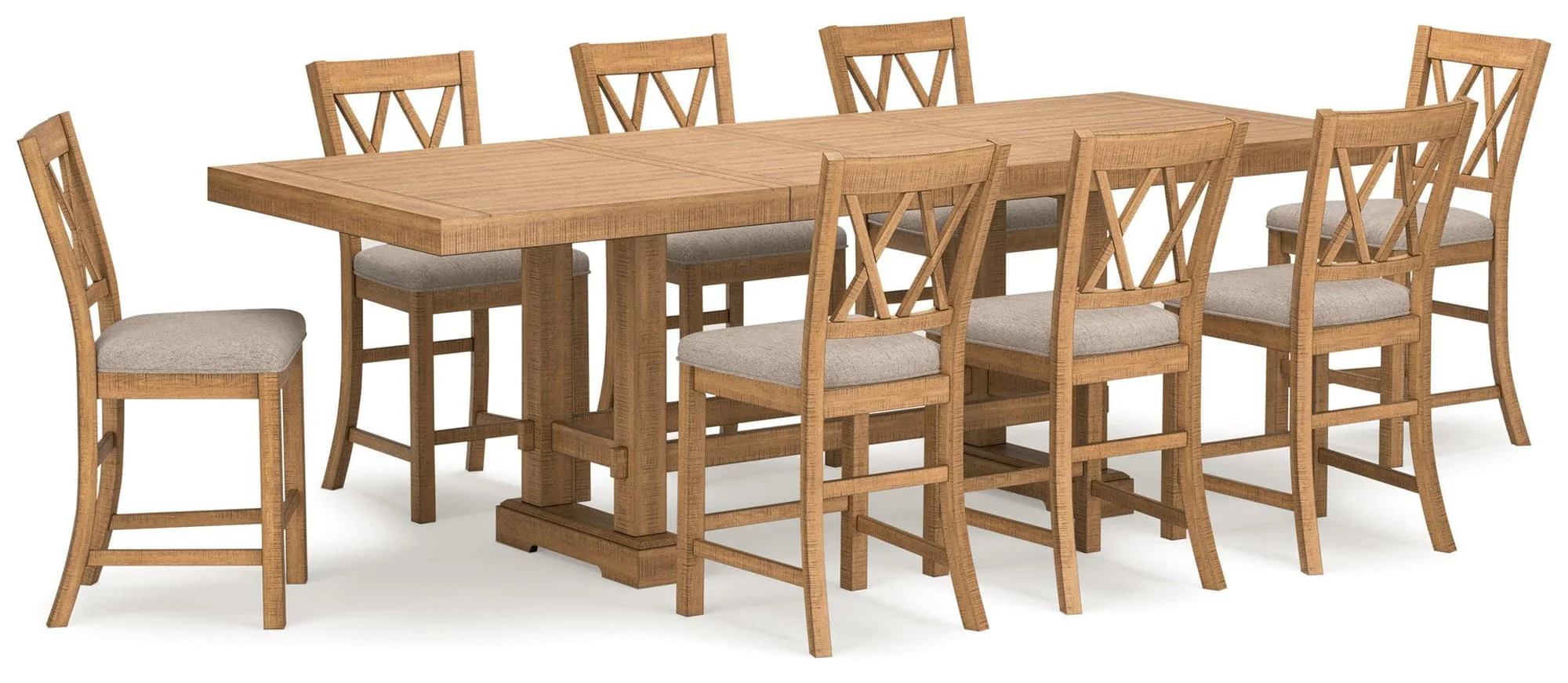 Havonplane Brown Counter Height Dining Table And 8 Barstools - Image 1