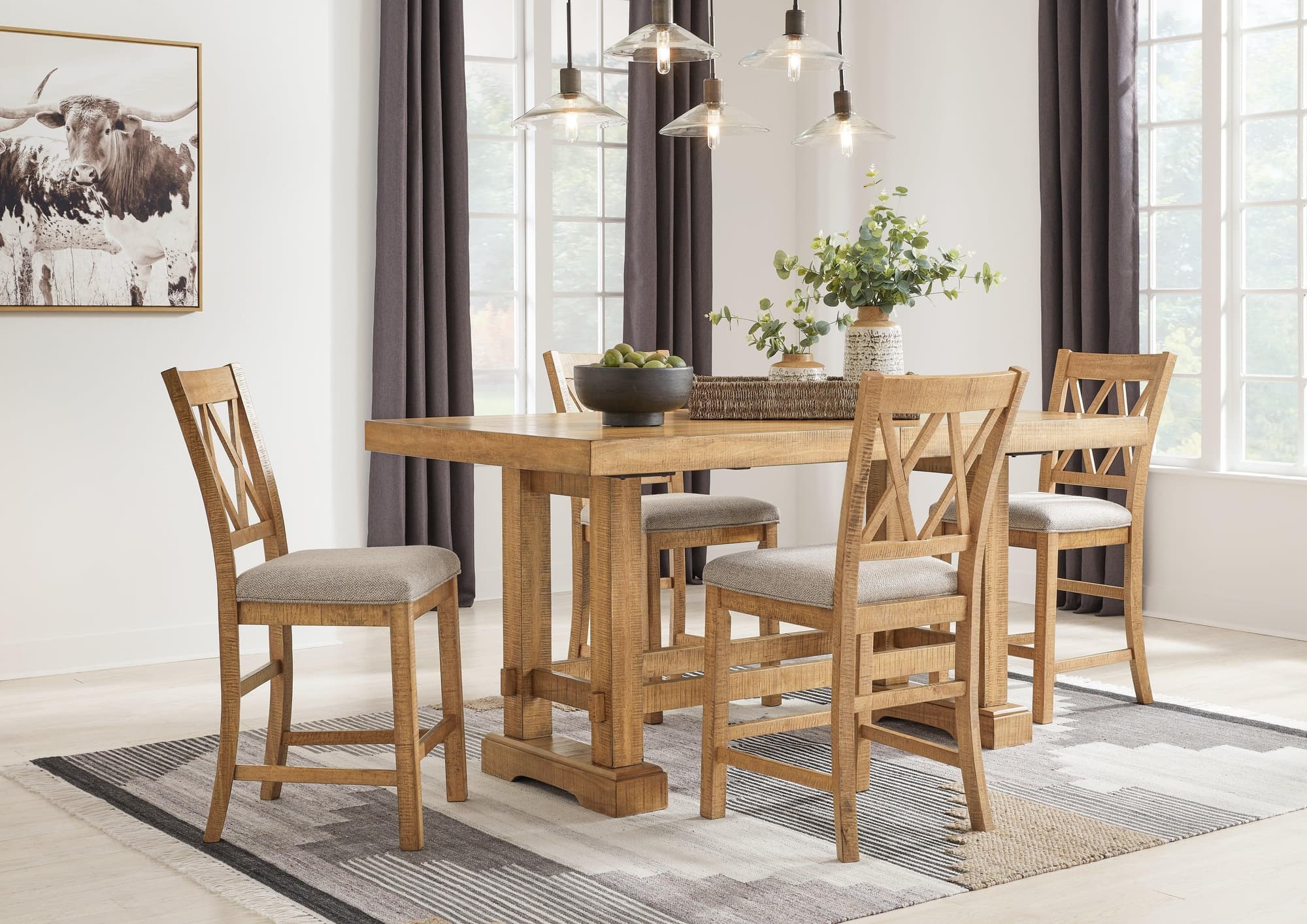 Havonplane Brown Counter Height Dining Table And 4 Barstools - Image 1