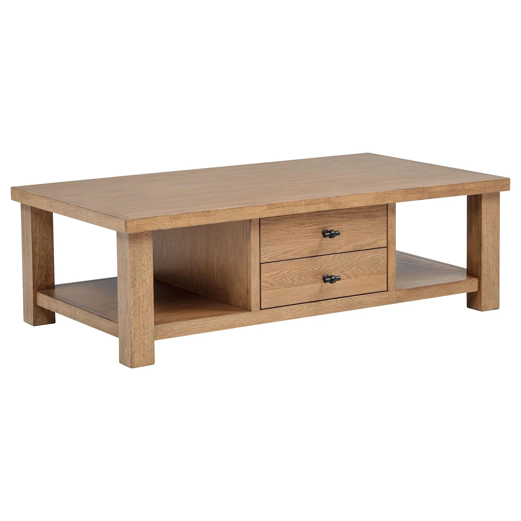 Beasley 2-Drawer Wood Coffee Table Golden Oak - Image 1