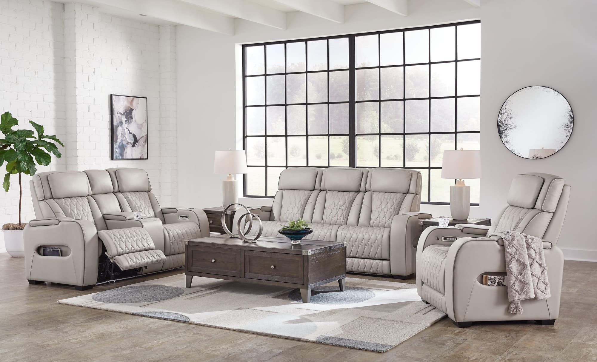 Boyington Gray Sofa Loveseat And Recliner - Image 1