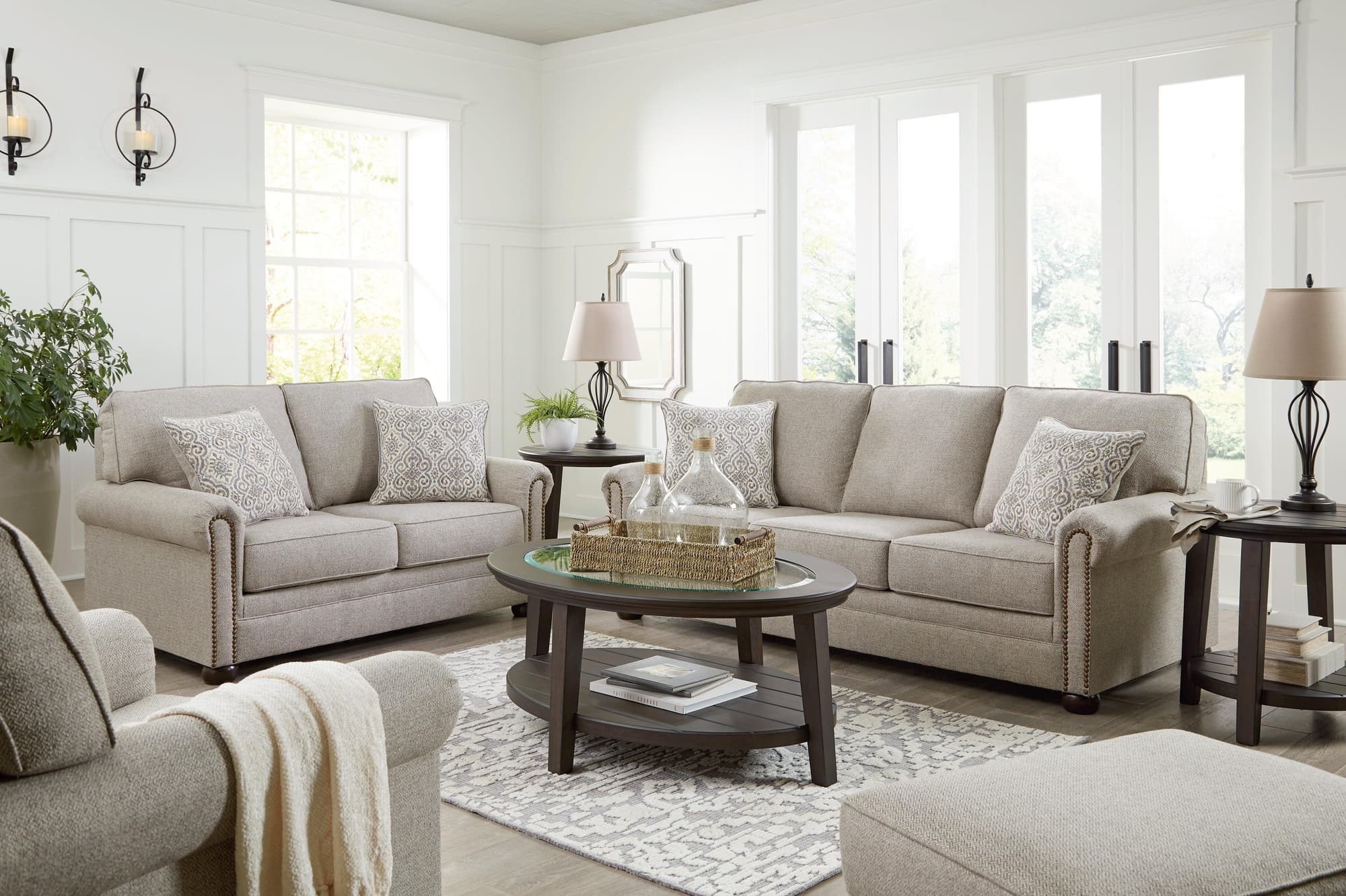 Gaelon Dune Sofa Loveseat Chair And Ottoman - Image 1