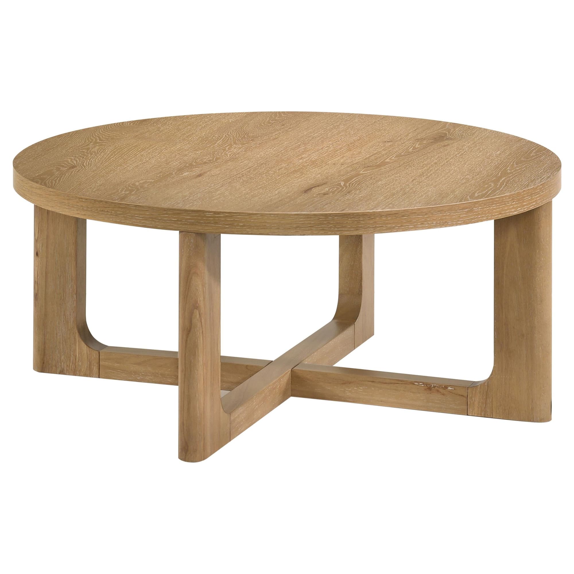 Kessler Round Sculptural Wood Coffee Table Light Oak - Image 1