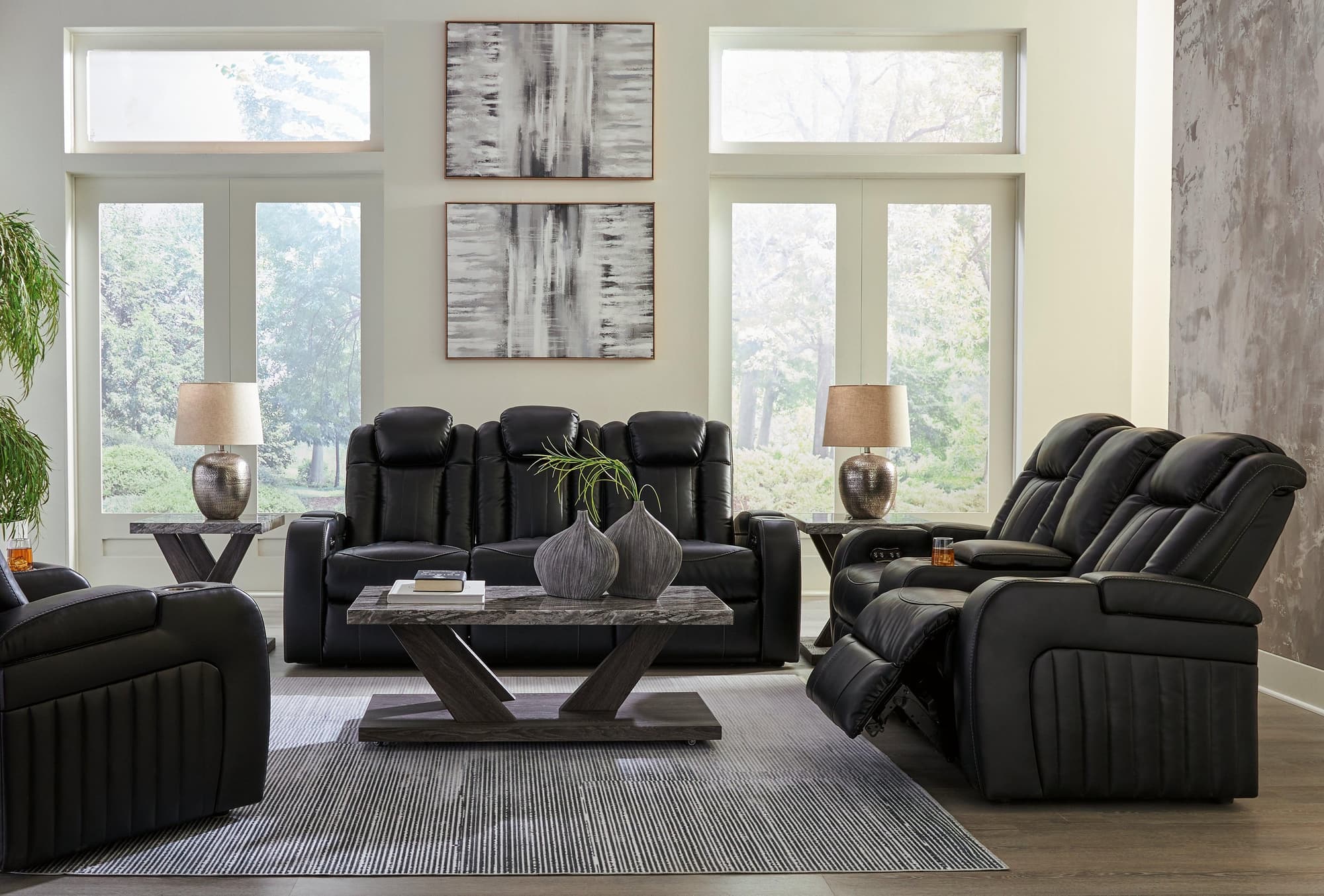 Caveman Midnight Den Sofa Loveseat And Recliner - Image 1