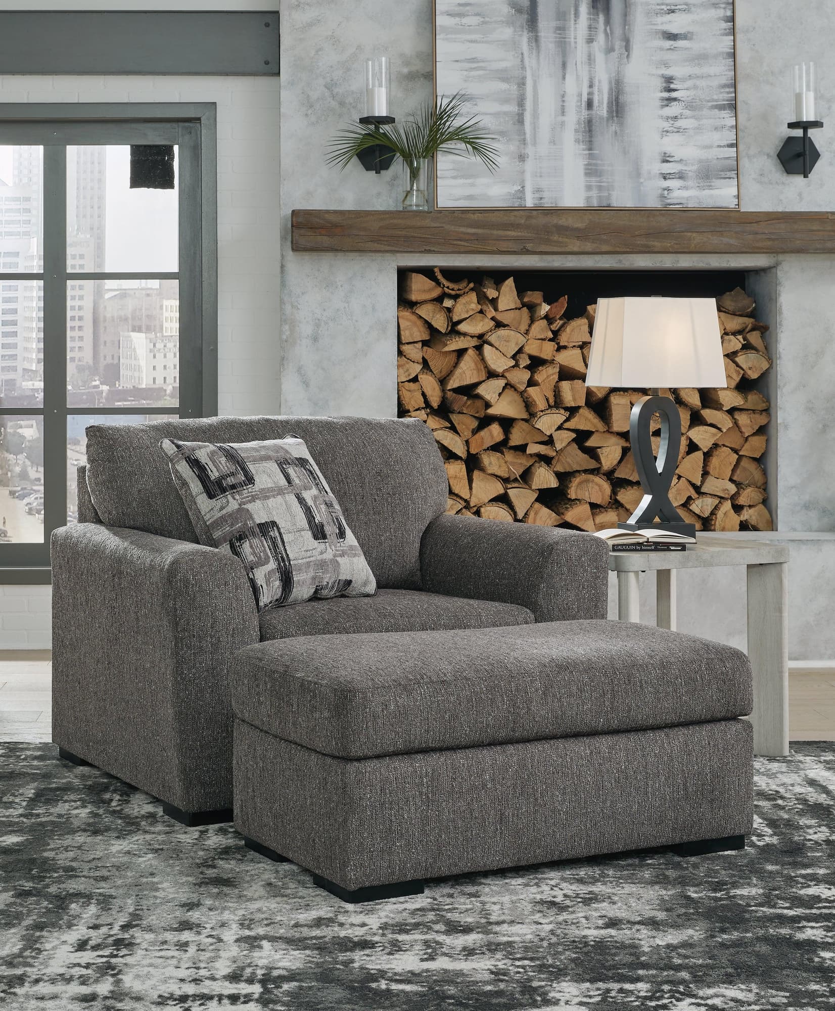 Gardiner Pewter Chair And Ottoman - Image 1