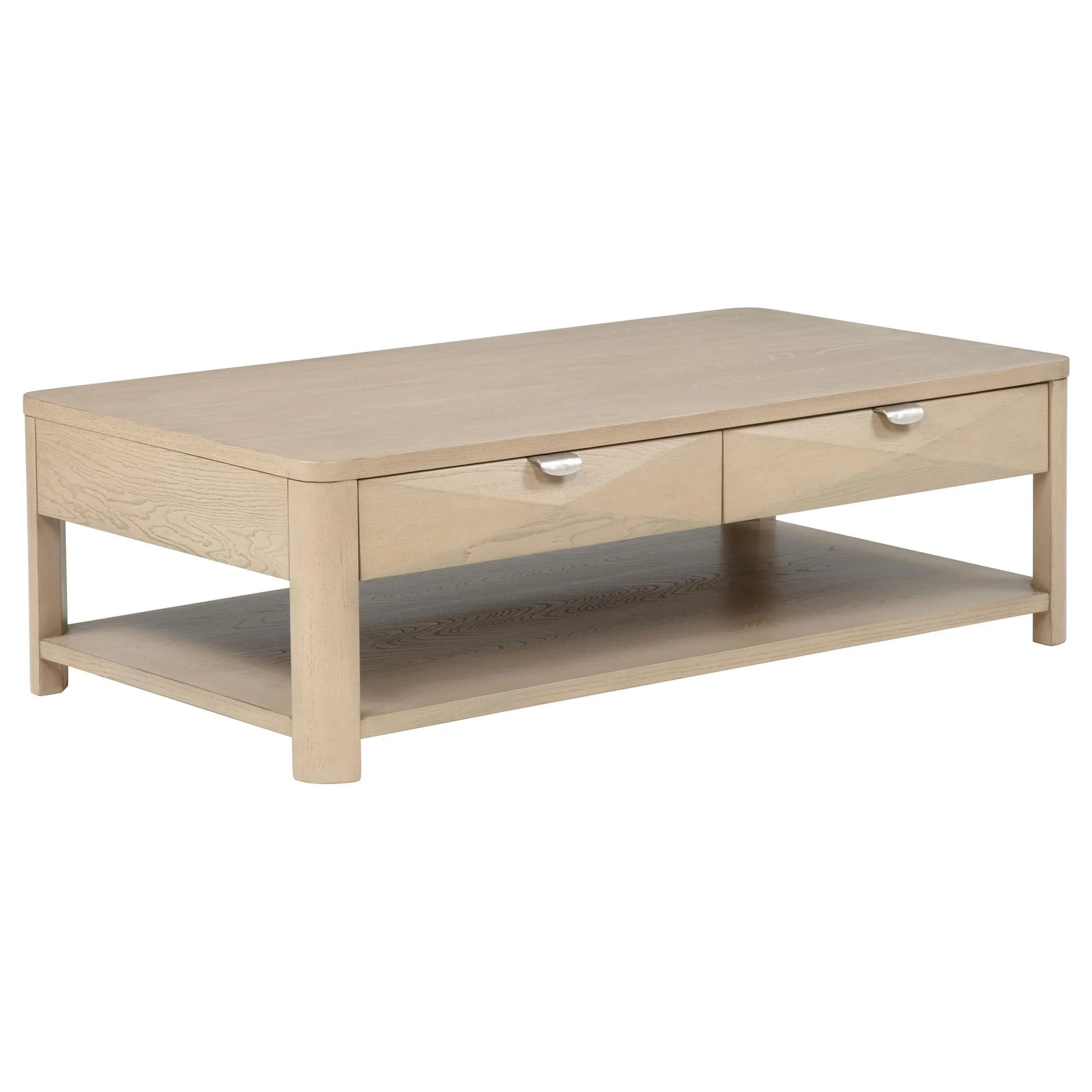 Marcelo Wood Coffee Table with 2 Drawers and Shelf Light Elm - Image 1