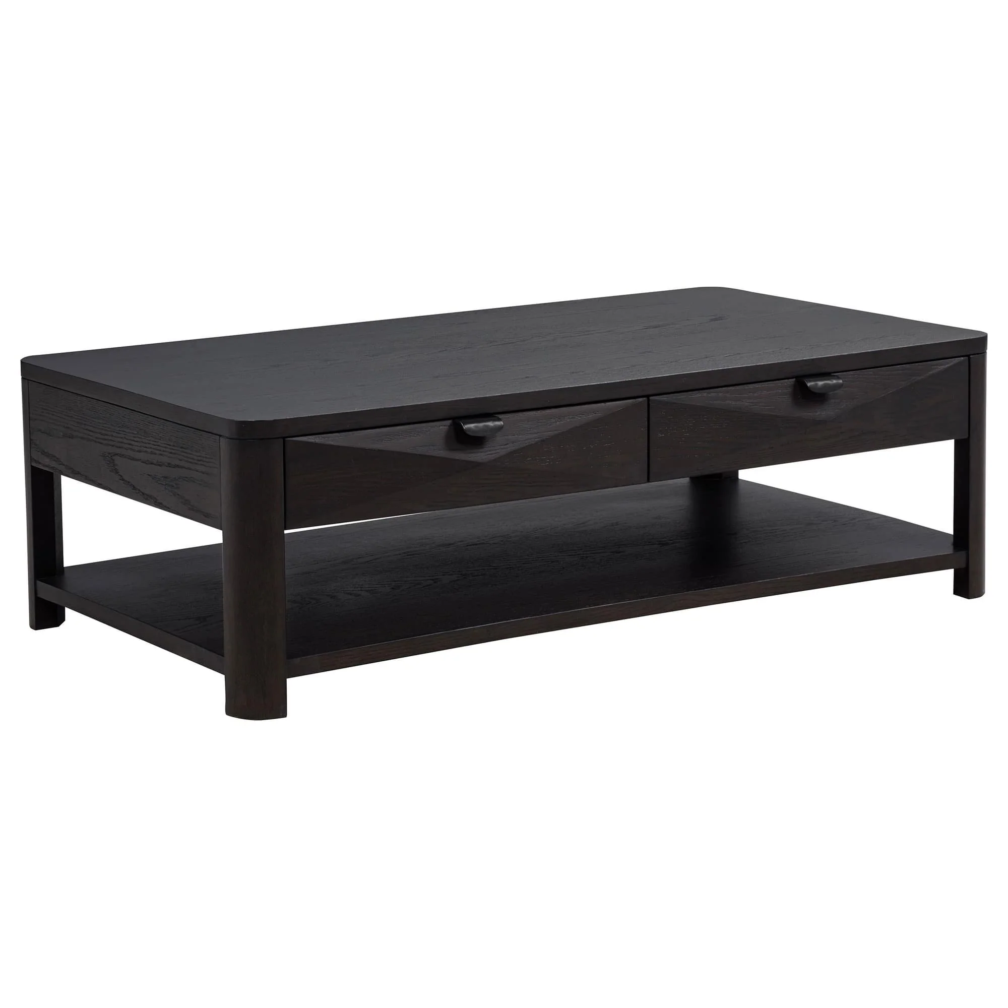 Marcelo Wood Coffee Table with 2 Drawers and Shelf Coffee - Image 1