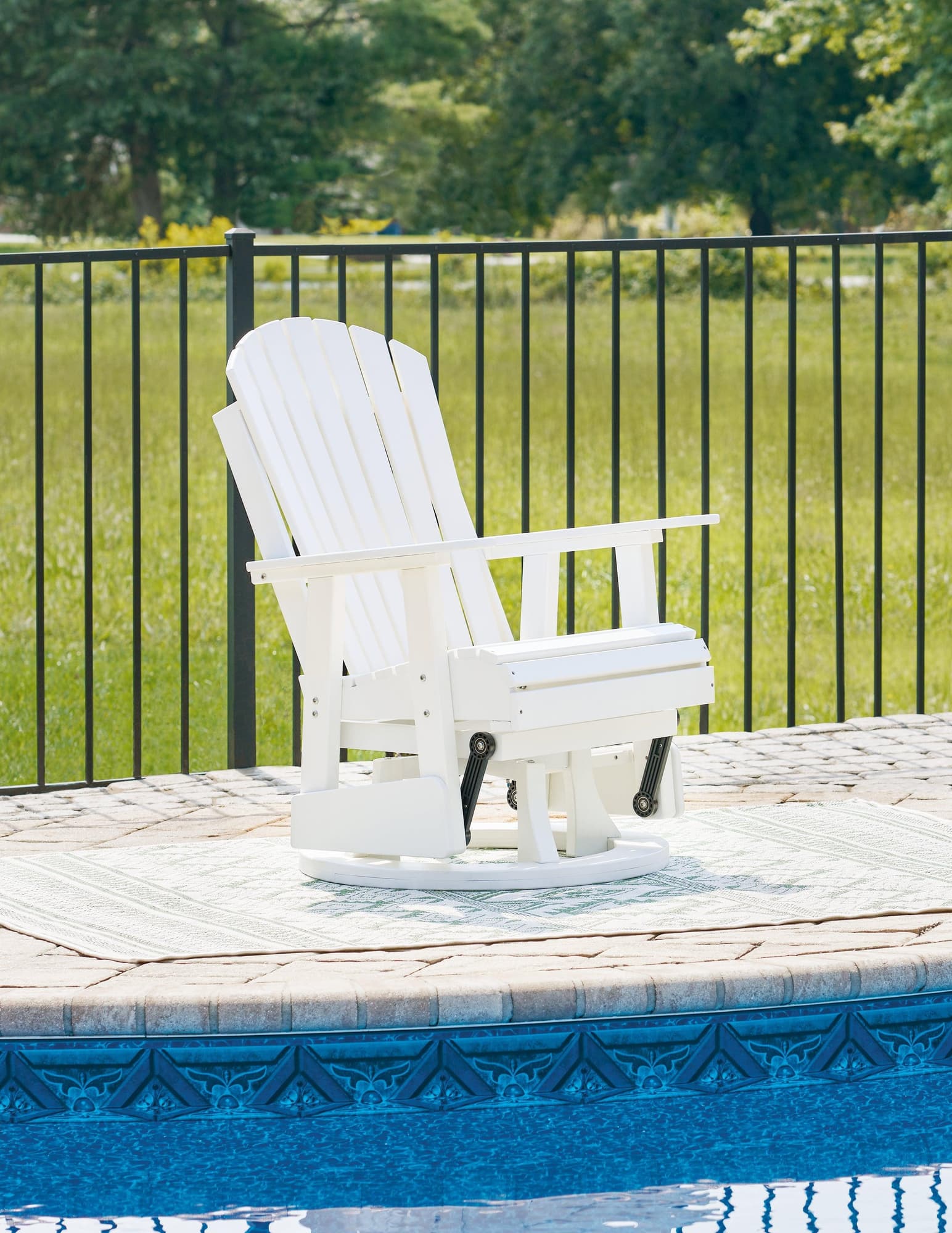 Hyland Wave White Outdoor Swivel Glider Chair