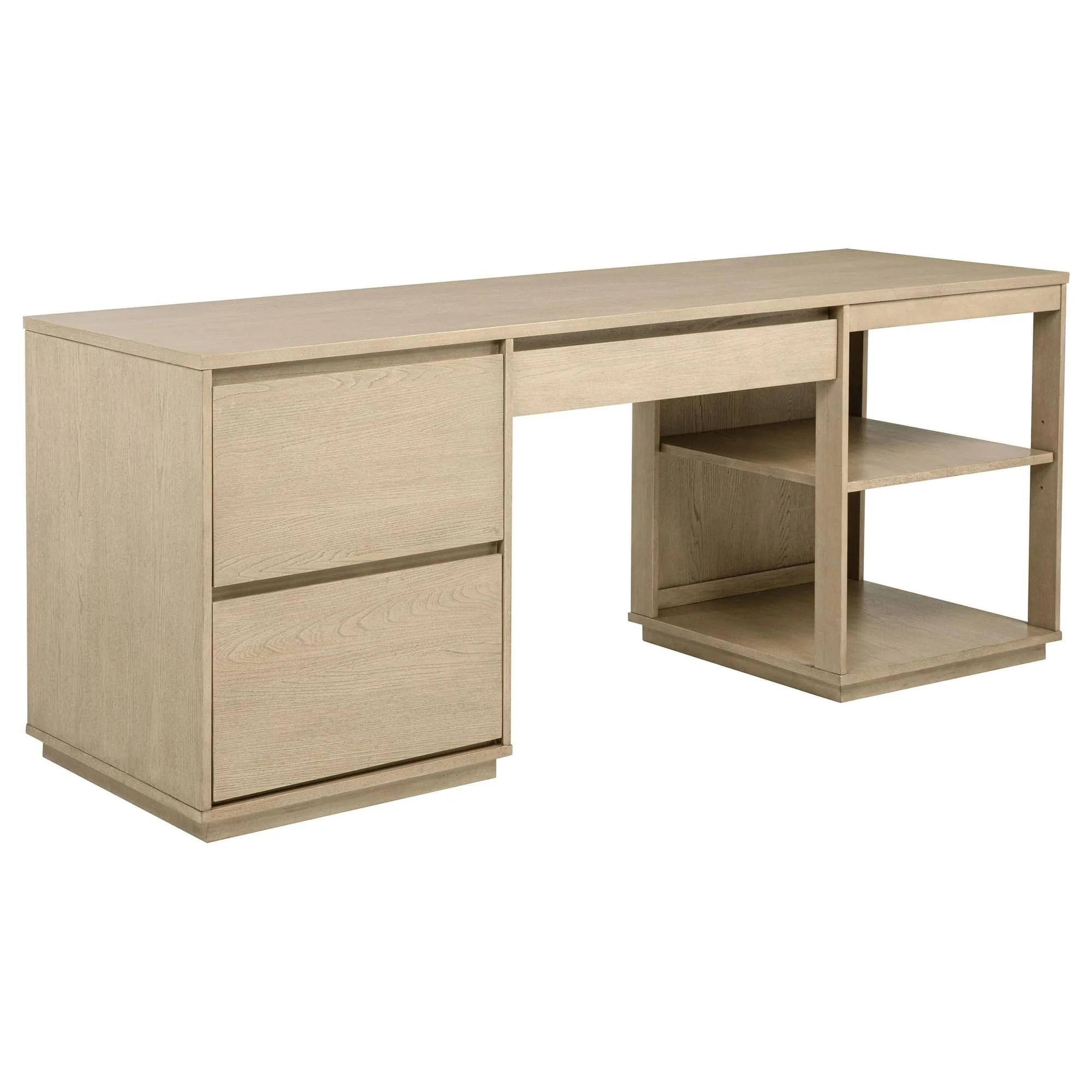 Harkes 75-inch 3-drawer Computer Desk with Adjustable Shelf Light Elm - Image 1