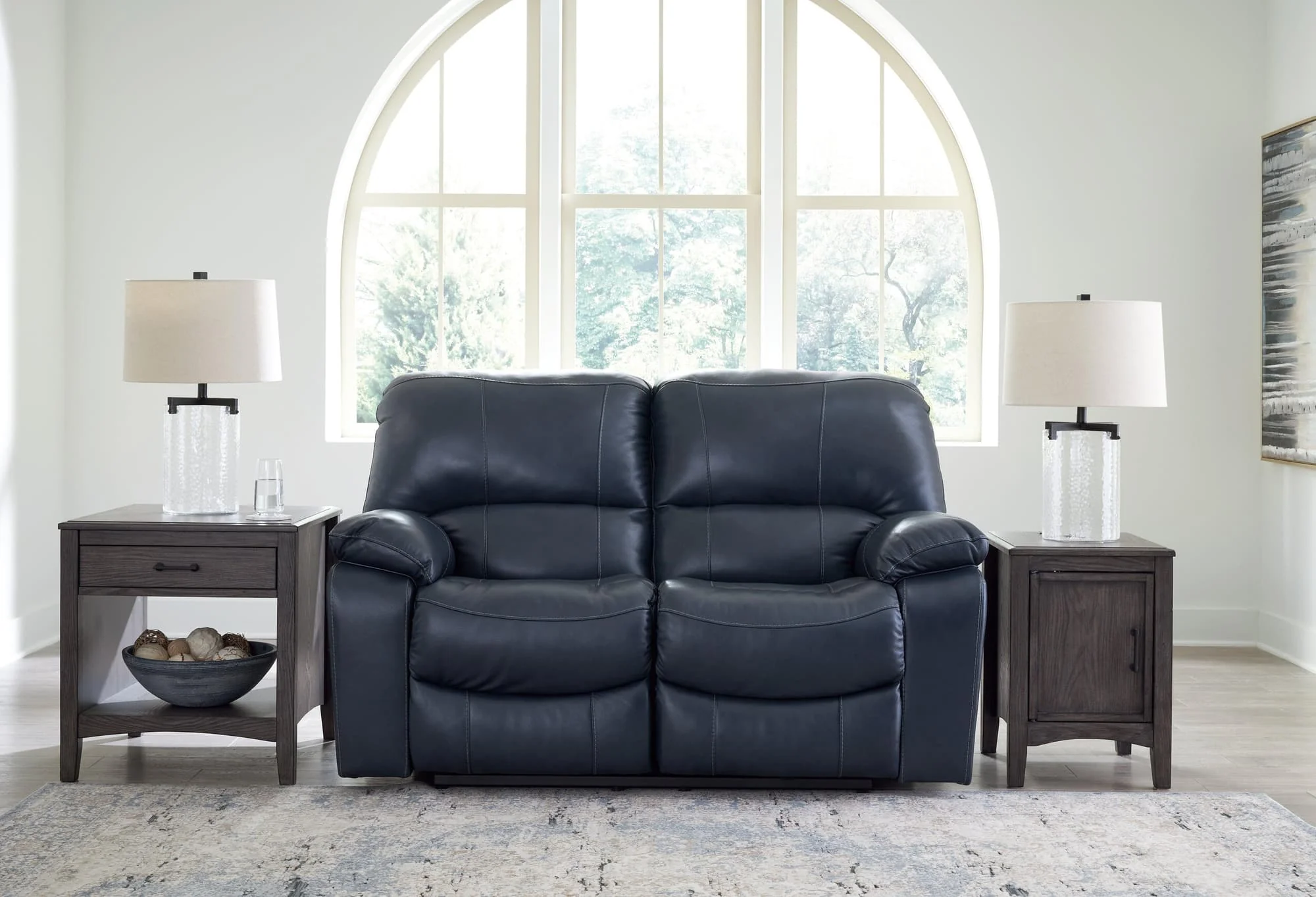 Leesworth Ocean Leather Power Reclining Loveseat - Image 1