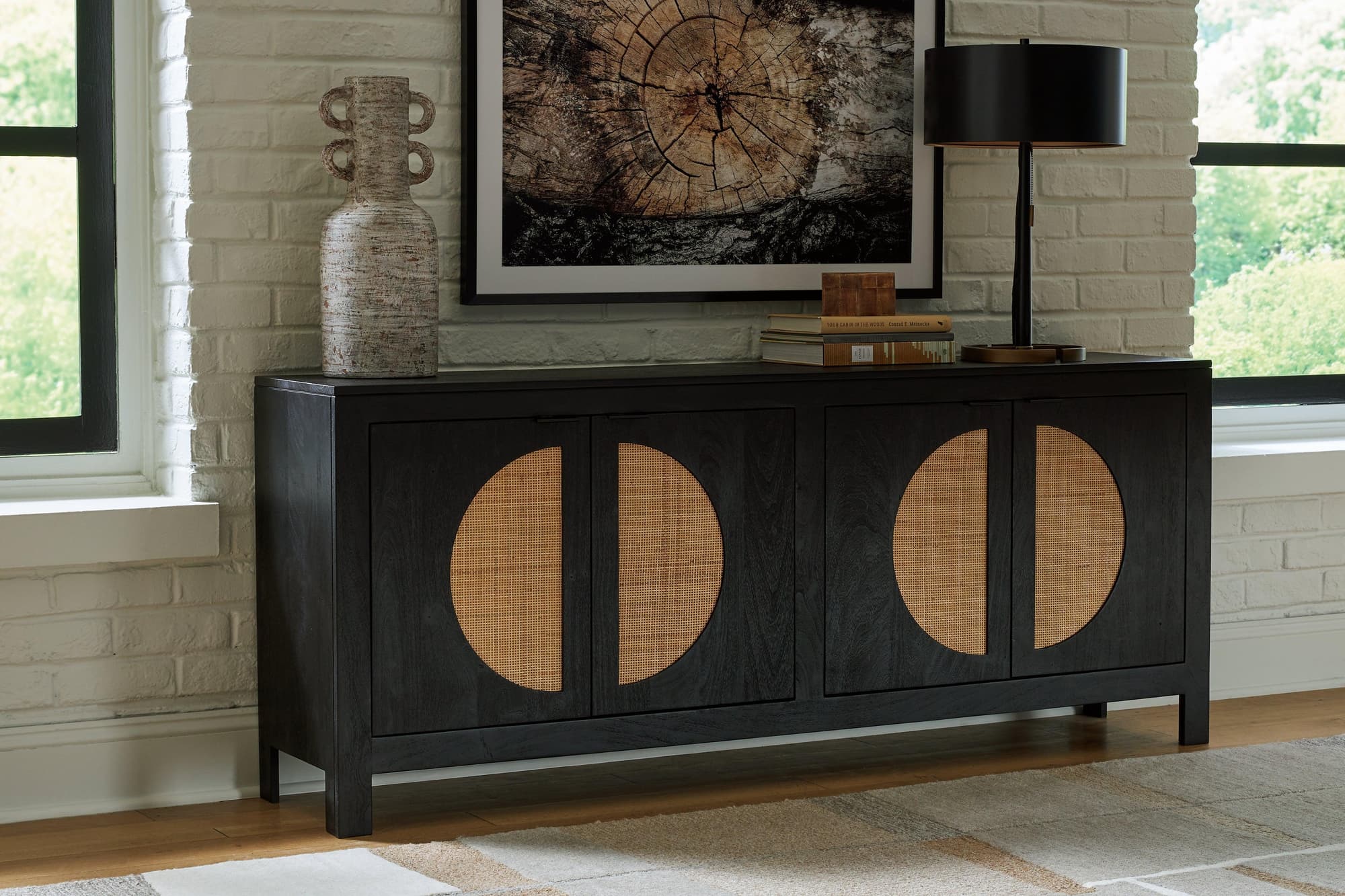 Cliffiings Black Natural Accent Cabinet
