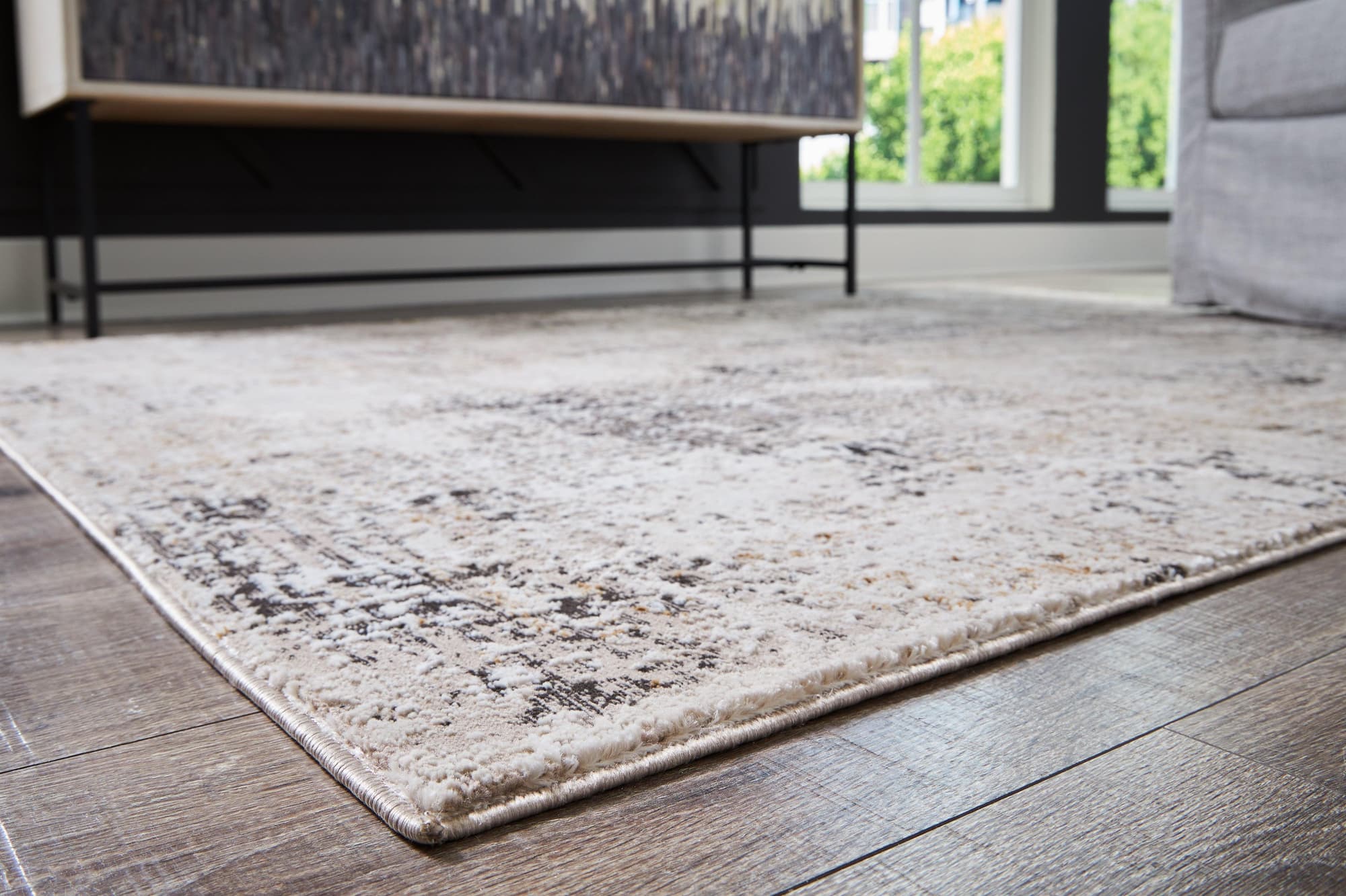 Elaning Black Gray Cream Large Rug - Image 1