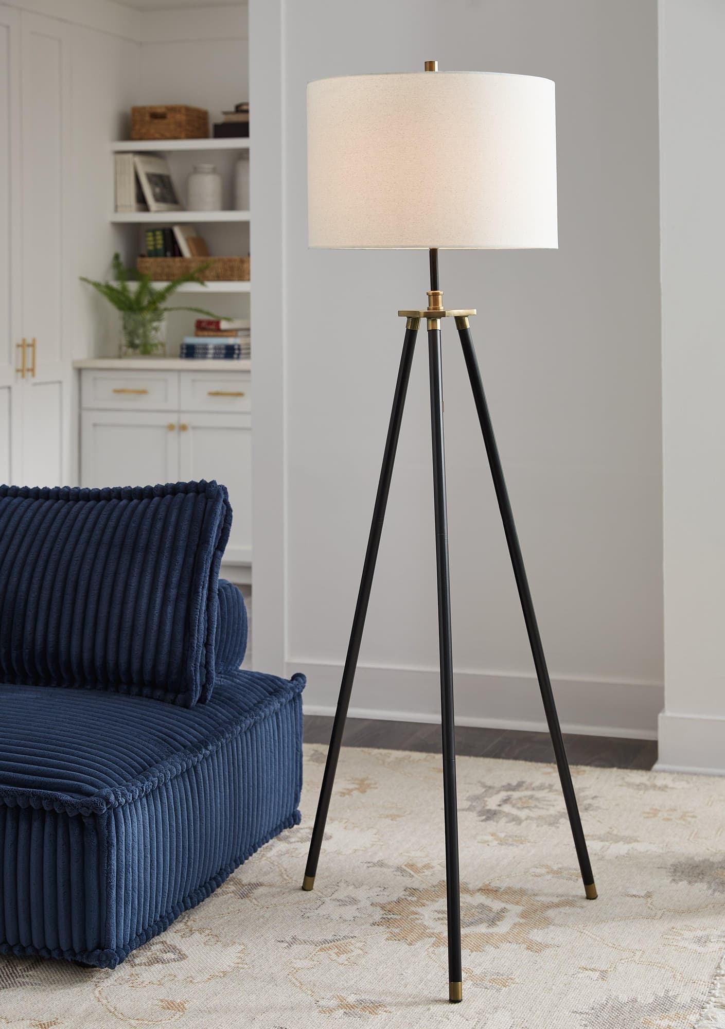 Cashner Black Gold Finish Floor Lamp