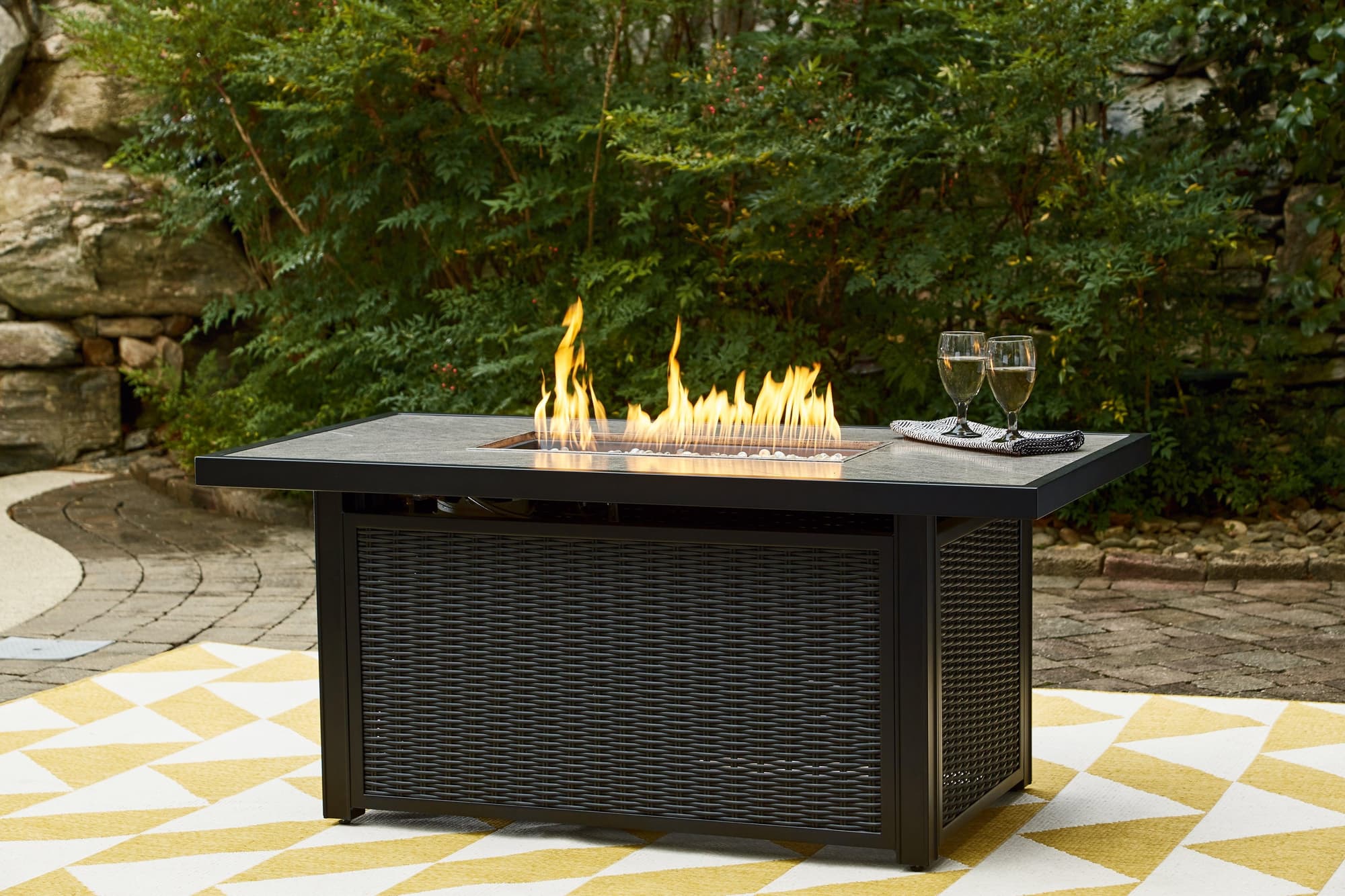 Beachcroft Black Light Gray Outdoor Fire Pit Table