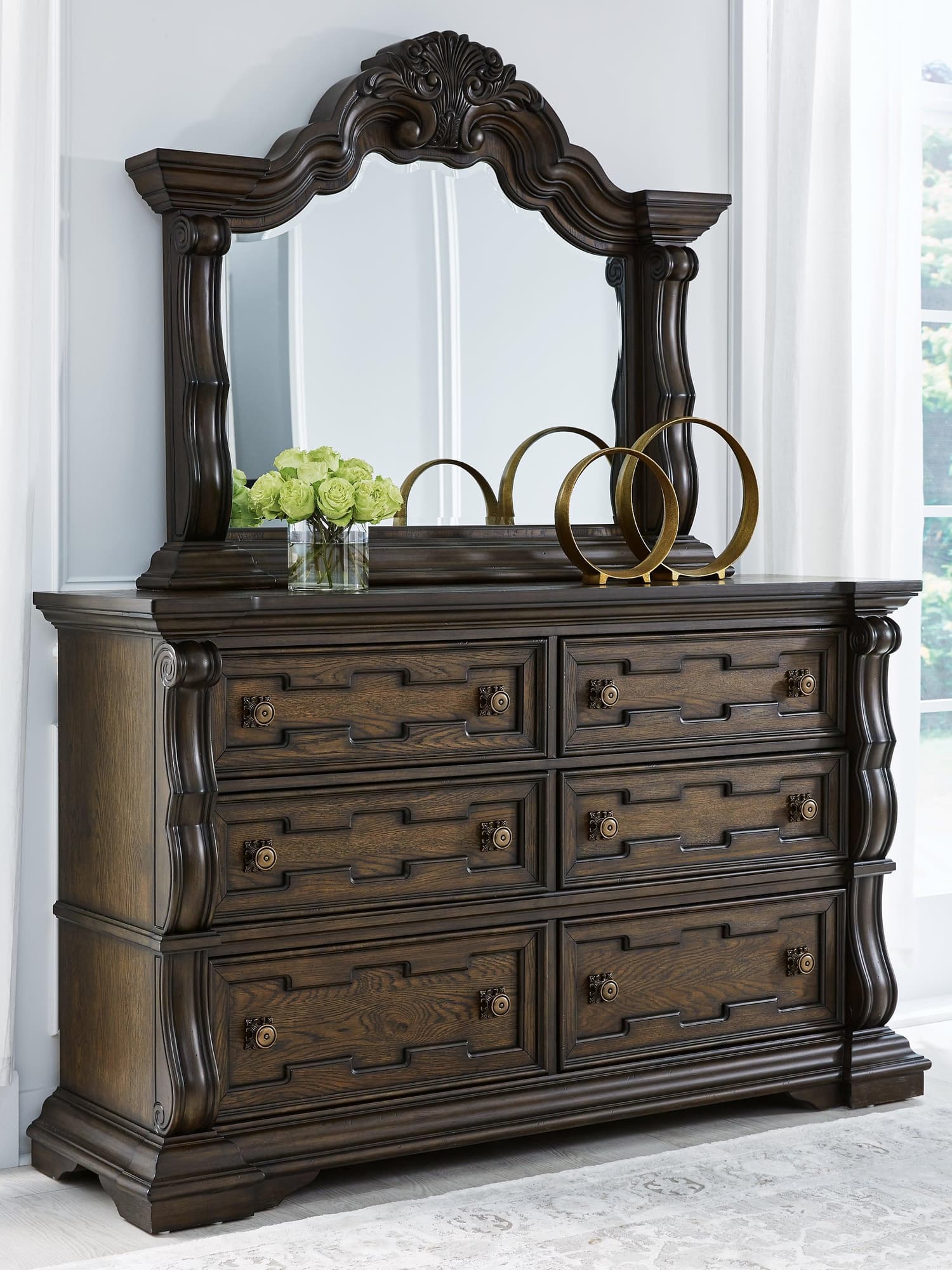 Maylee Dark Brown Dresser And Mirror - Image 1