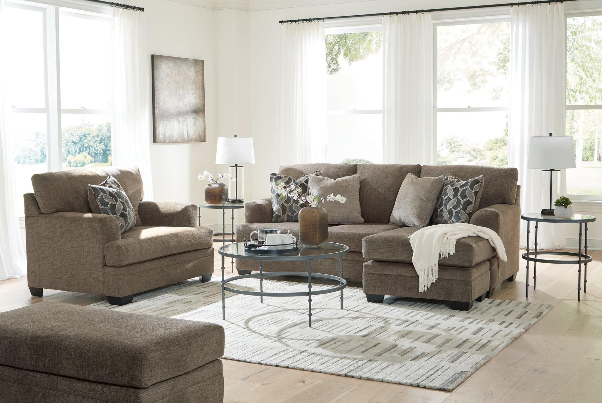 Stonemeade Nutmeg Sofa Chaise Chair And Ottoman