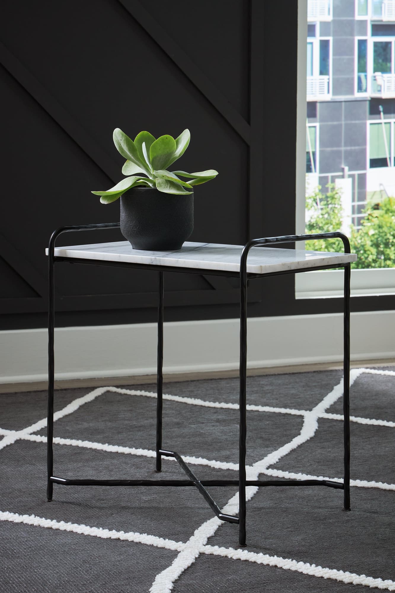 Ashber White Black Accent Table