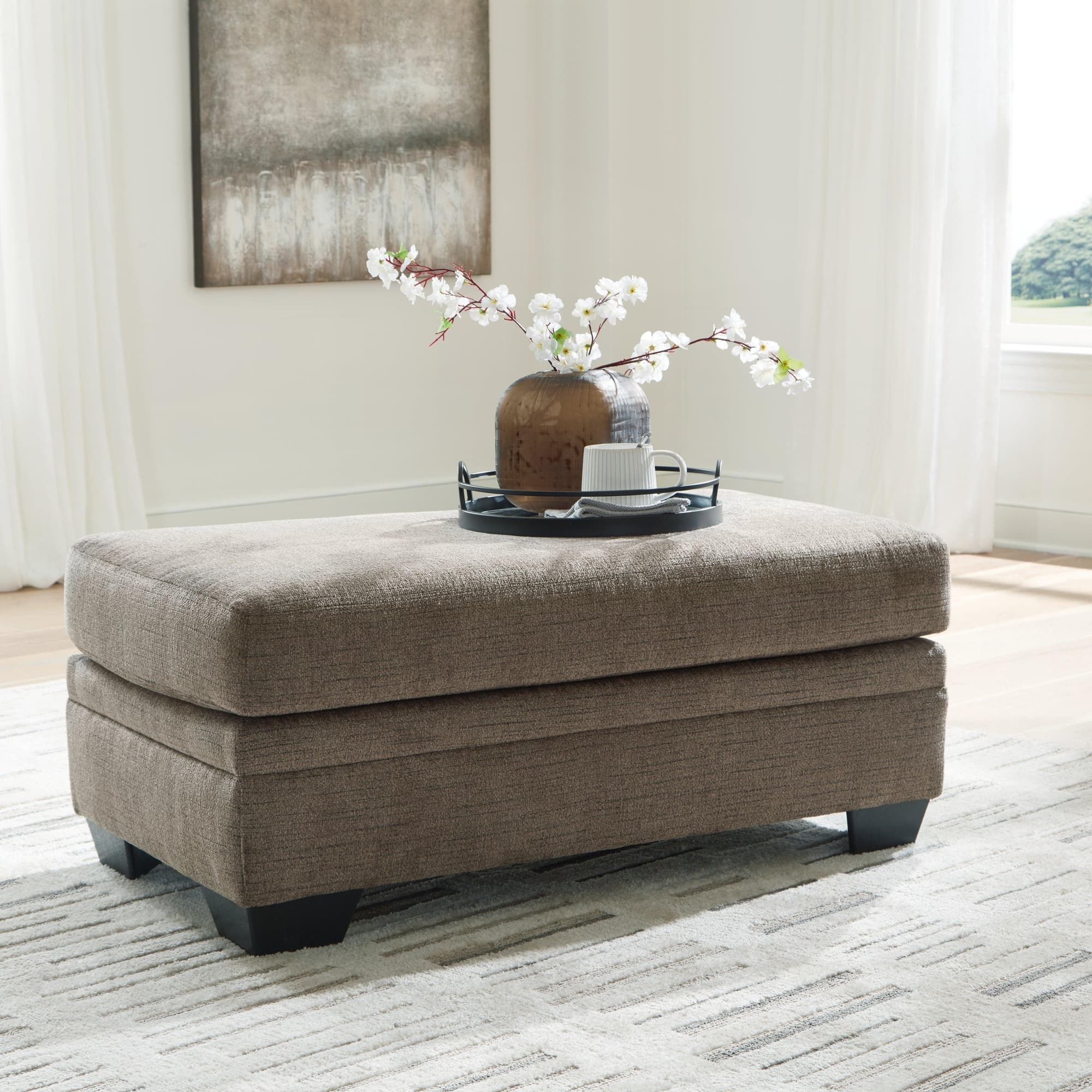 Stonemeade Nutmeg Chenille Ottoman - Image 1