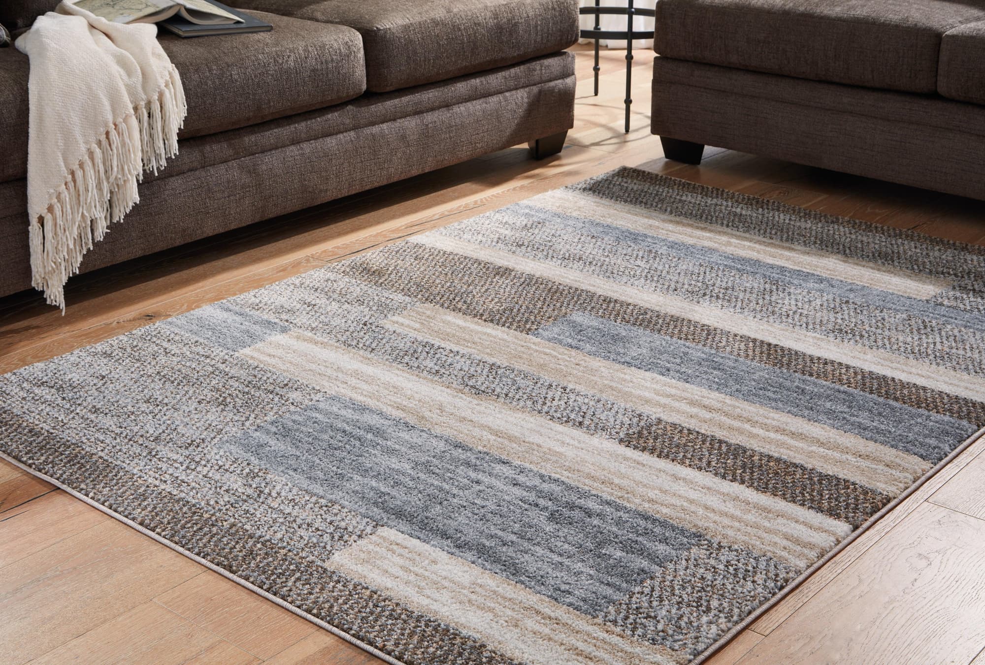 Sethburn Cream Brown Gray Large Rug - Image 1