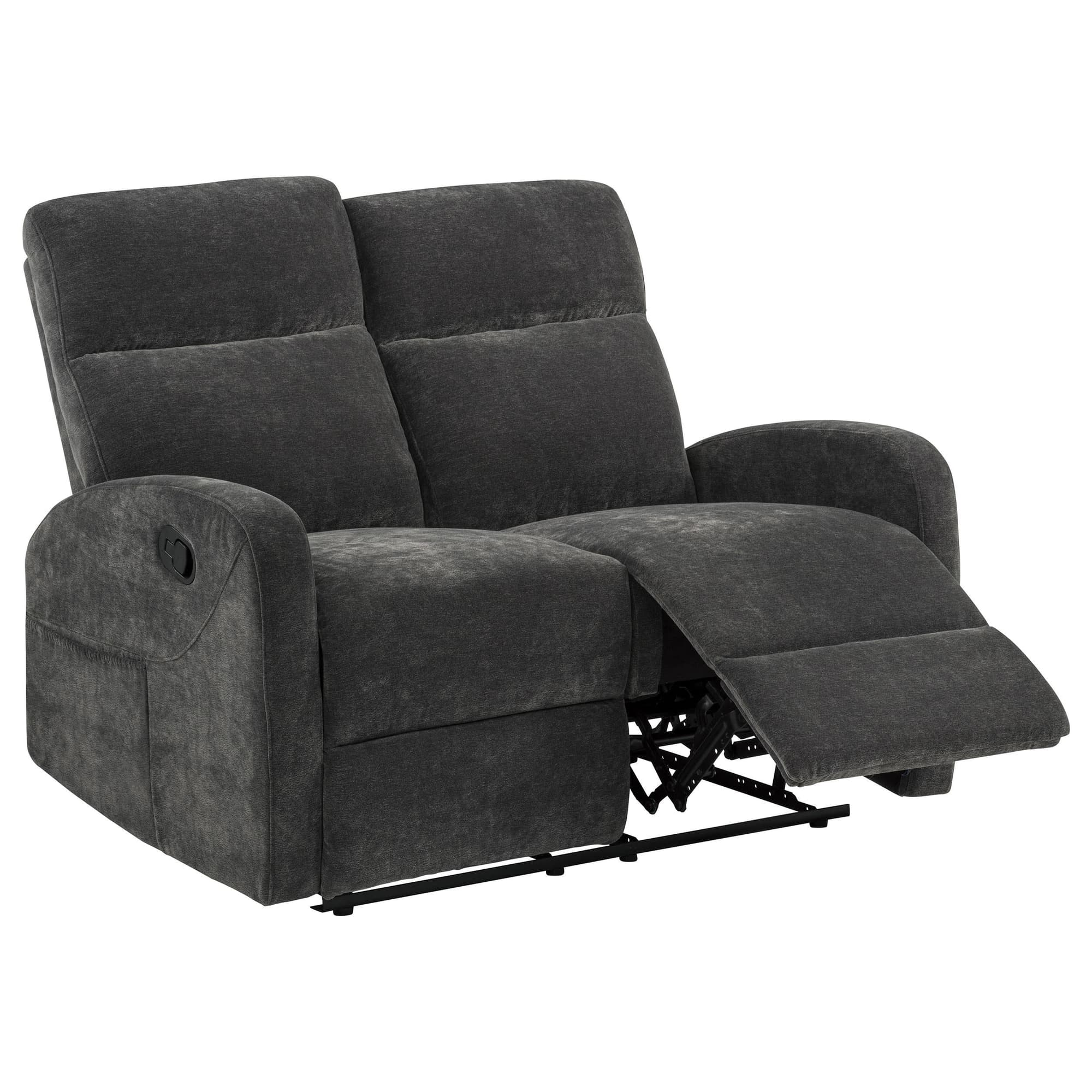 Hamilton Chenille Upholstered Manual Reclining Loveseat Charcoal Grey