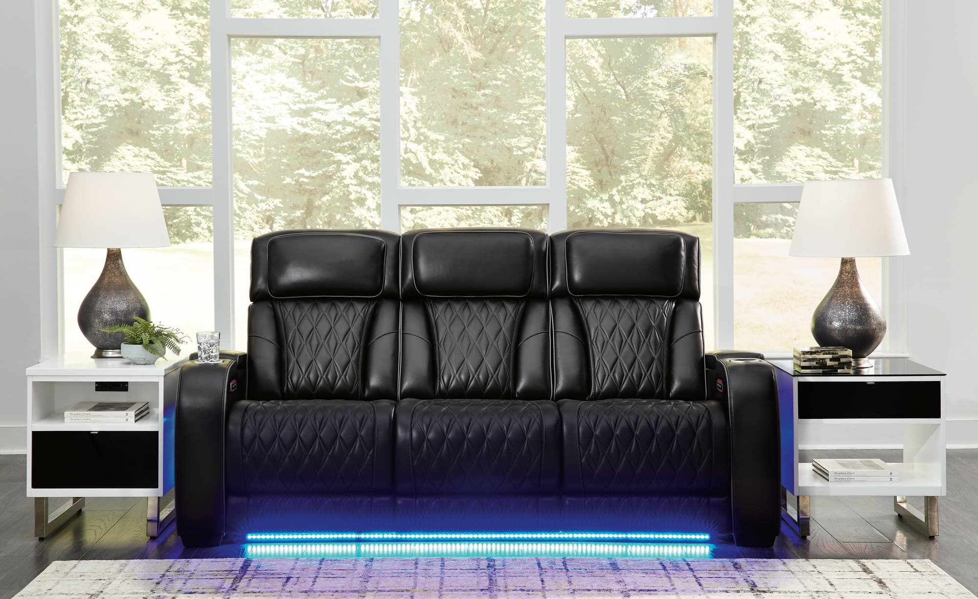 Boyington Black Leather Power Reclining Sofa - Image 1