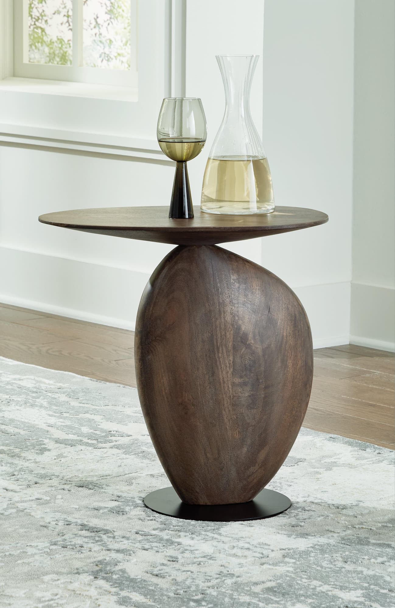 Cormmet Brown Black Accent Table