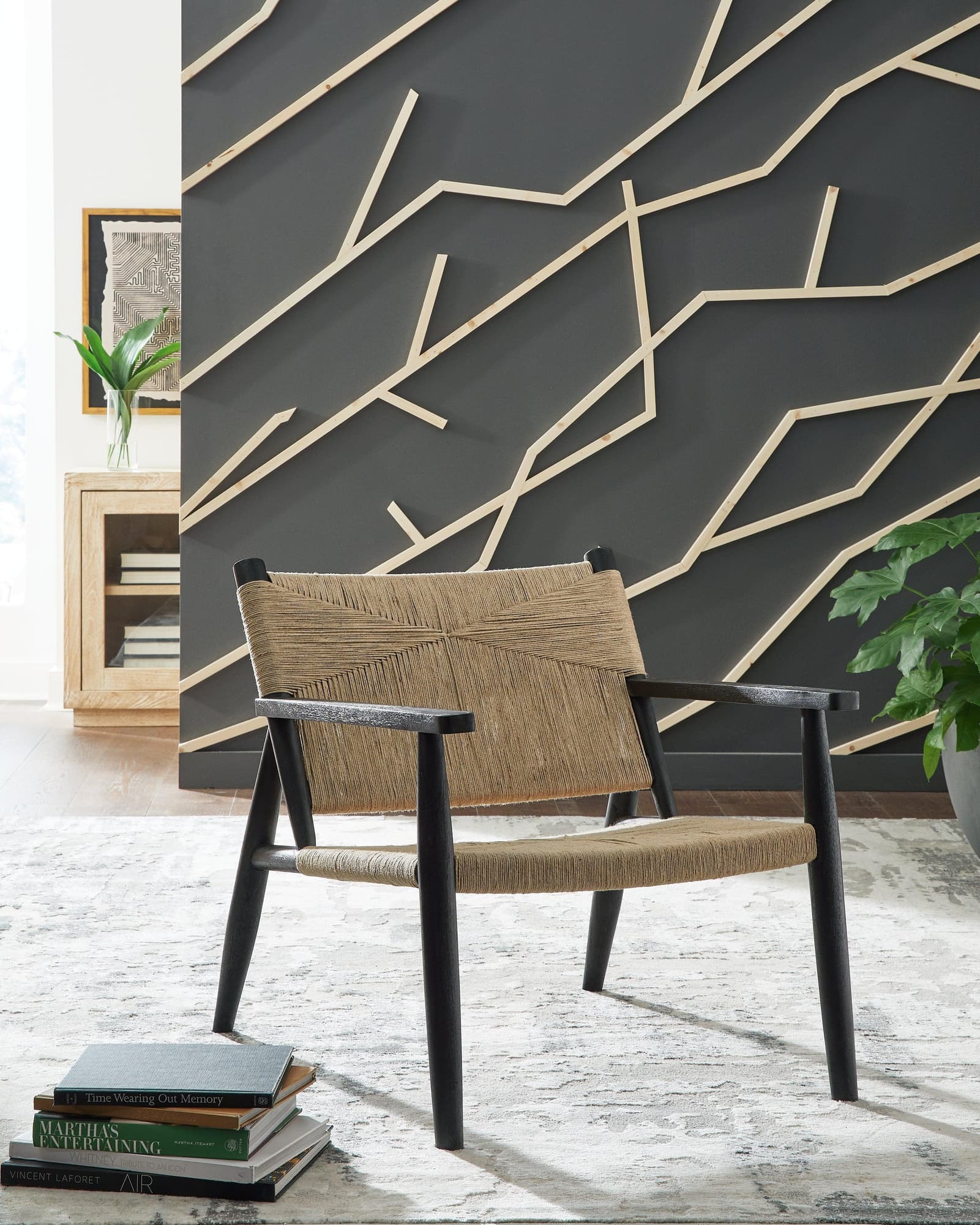 Halfmore Black Natural Accent Chair - Image 1