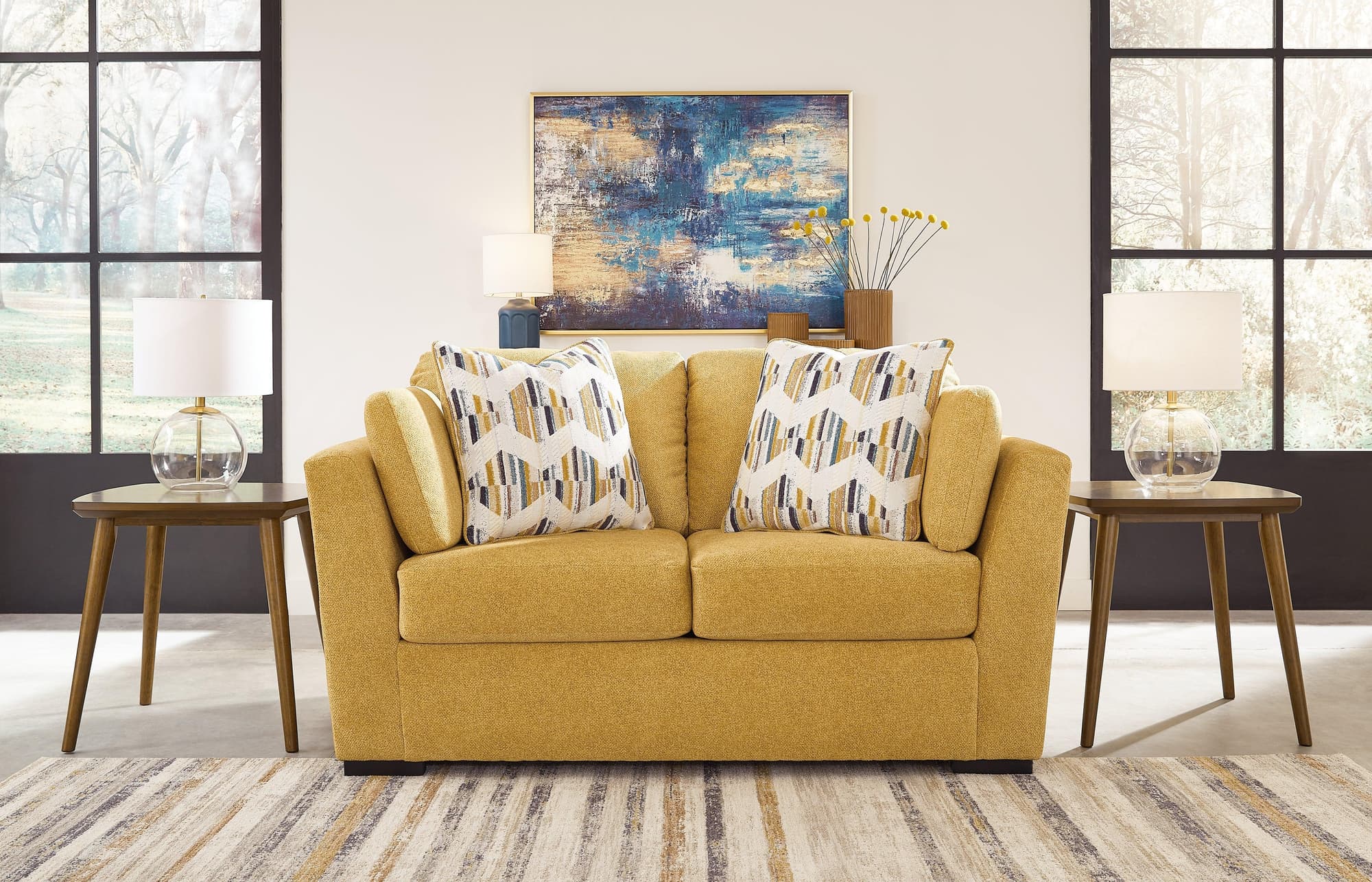 Keerwick Sunflower Chenille Loveseat - Image 1