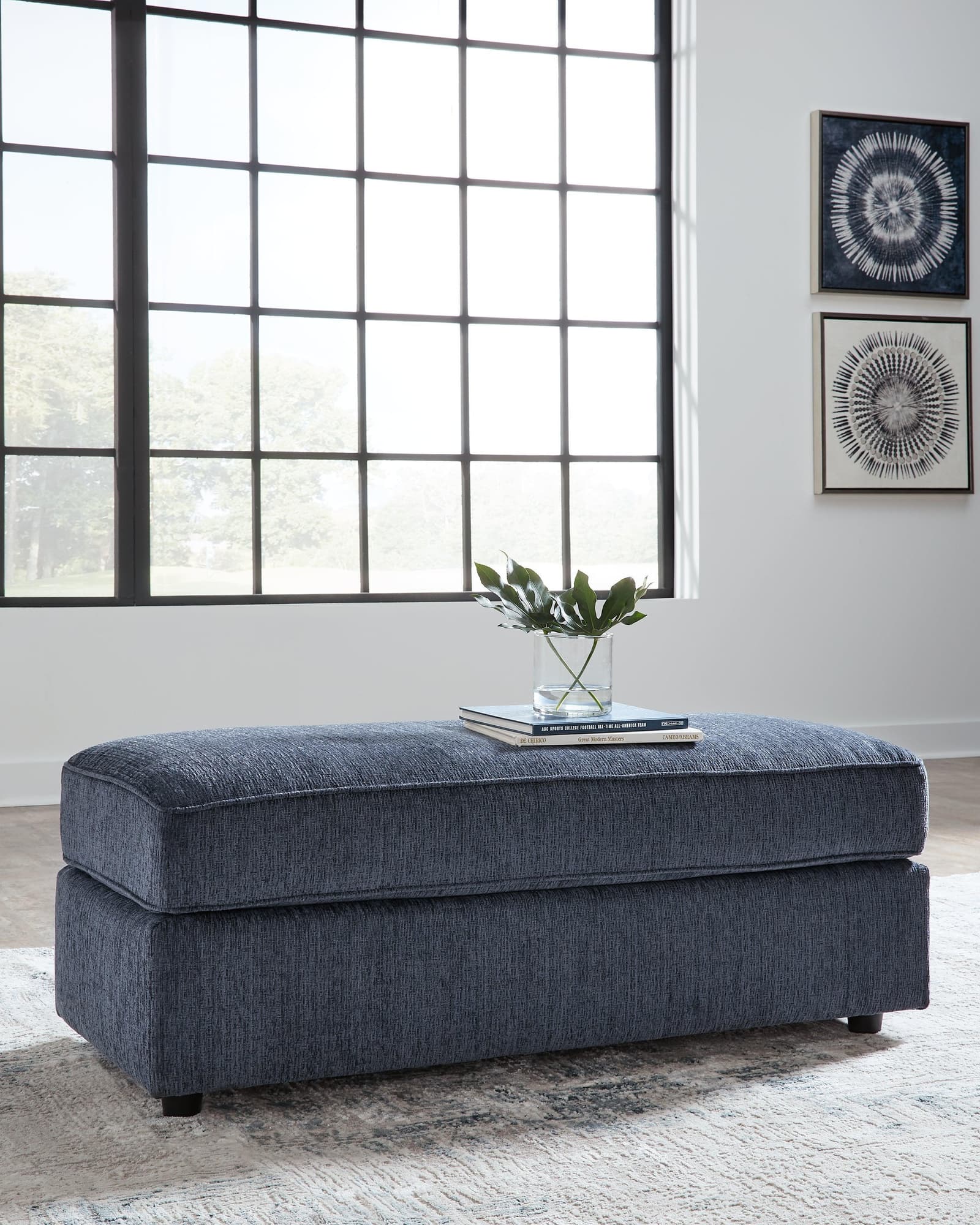 Albar Place Cobalt Chenille Oversized Accent Ottoman