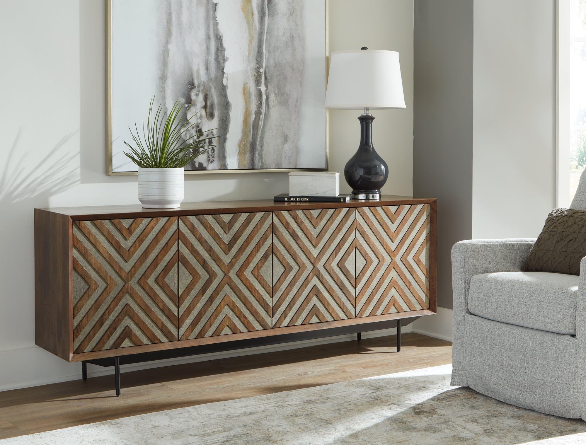 Dreggan Brown Gold Finish Accent Cabinet