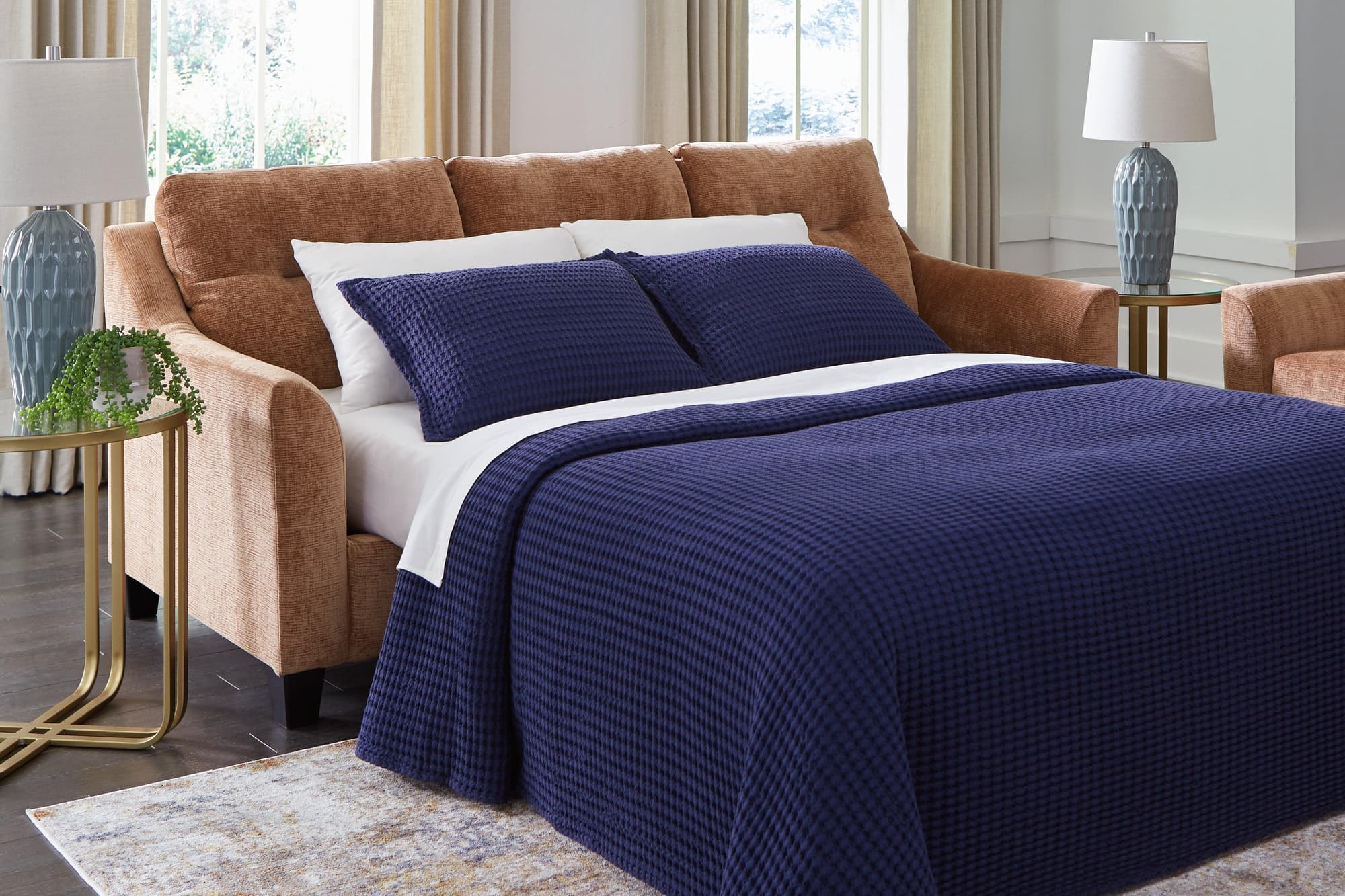 Amity Bay Clay Chenille Queen Sofa Chaise Sleeper