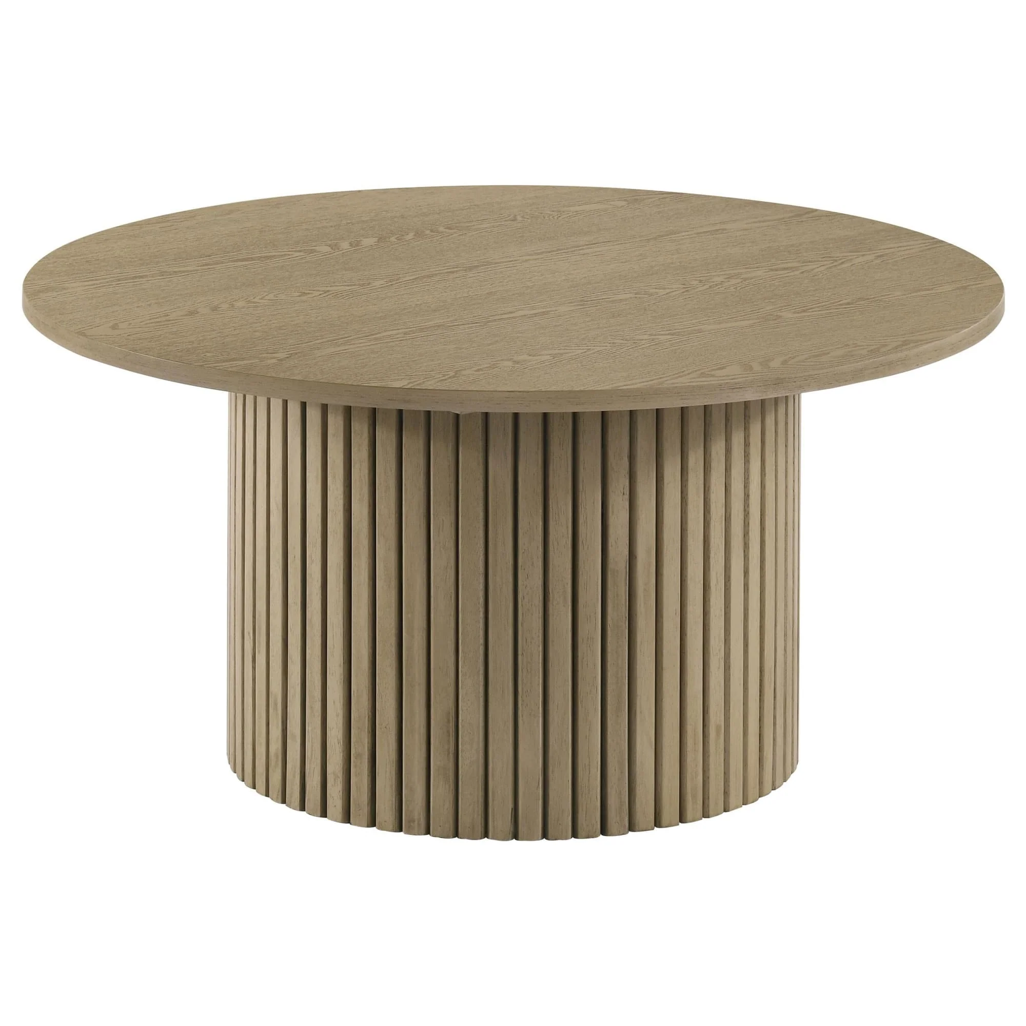 Hamlyn Round Fluted Occasional Cocktail Coffee Table Natural Oak - Image 1