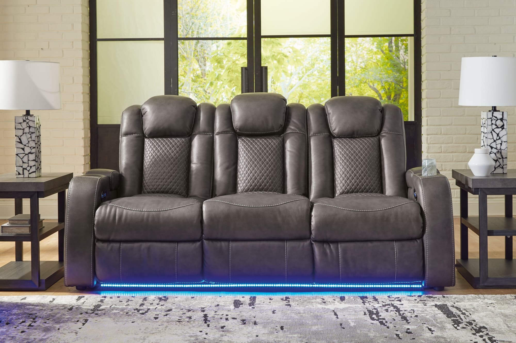 Fyne-dyme Shadow Faux Leather Power Reclining Sofa - Image 1