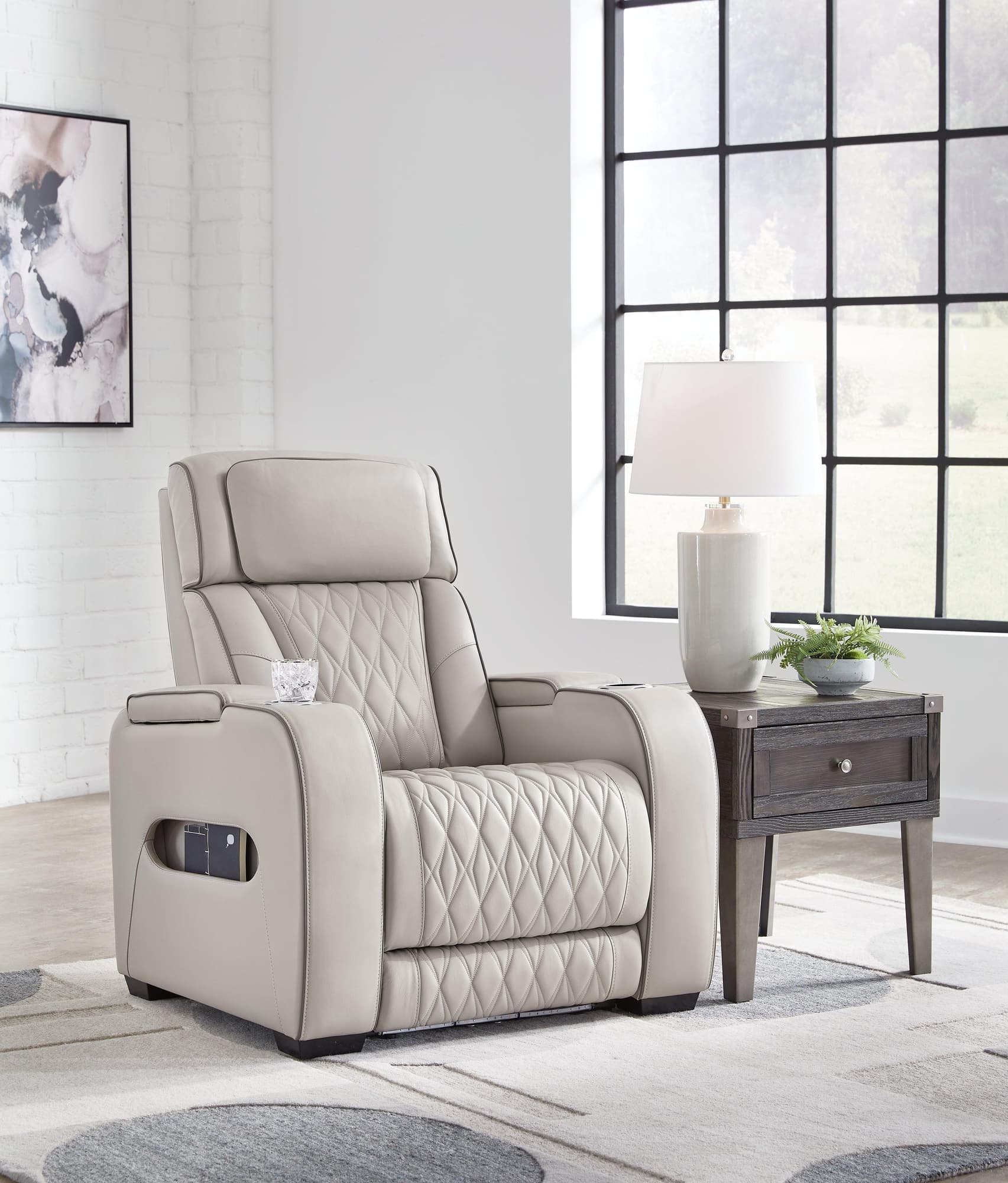Boyington Gray Leather Power Recliner - Image 1