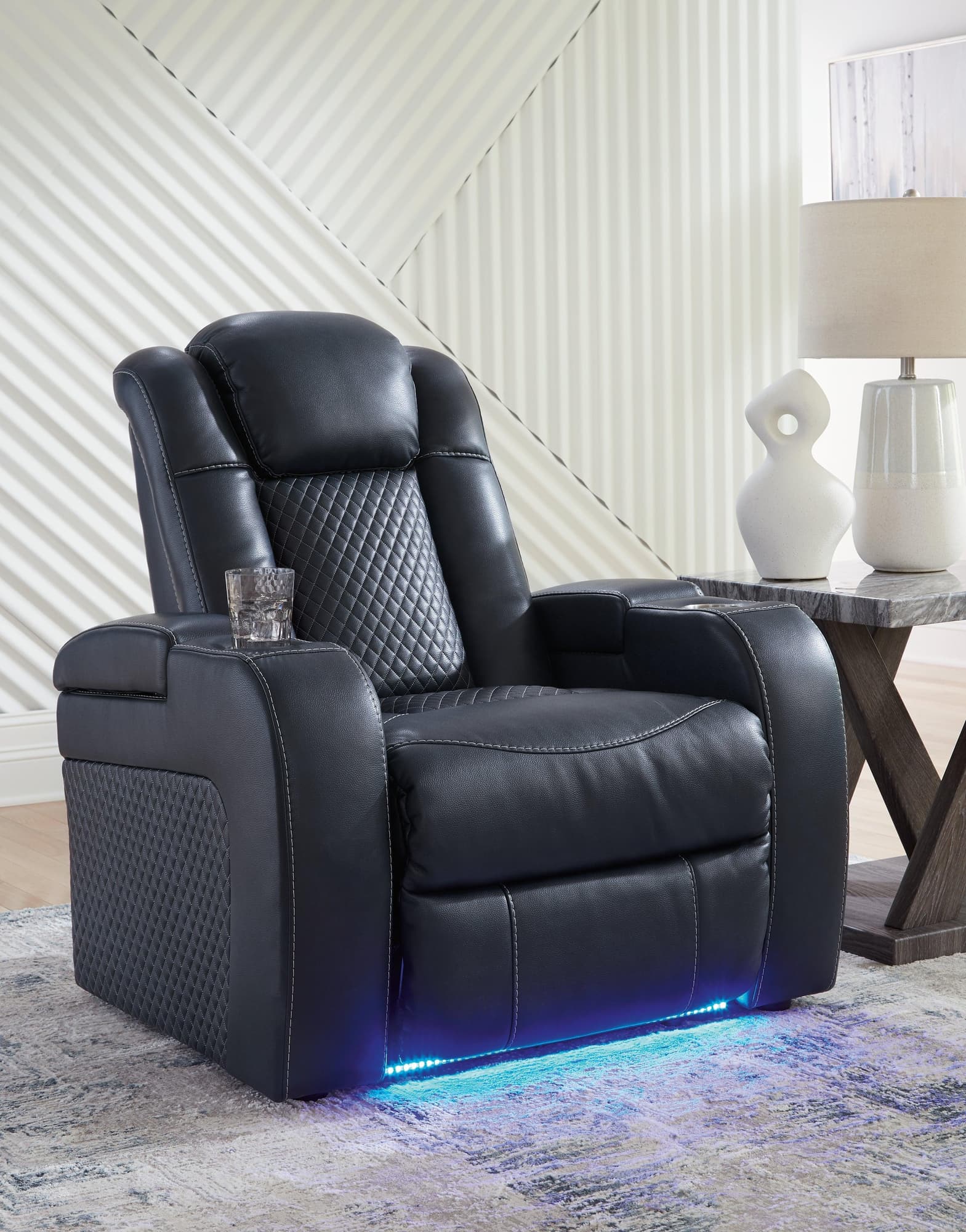 Fyne-dyme Sapphire Faux Leather Power Recliner - Image 1