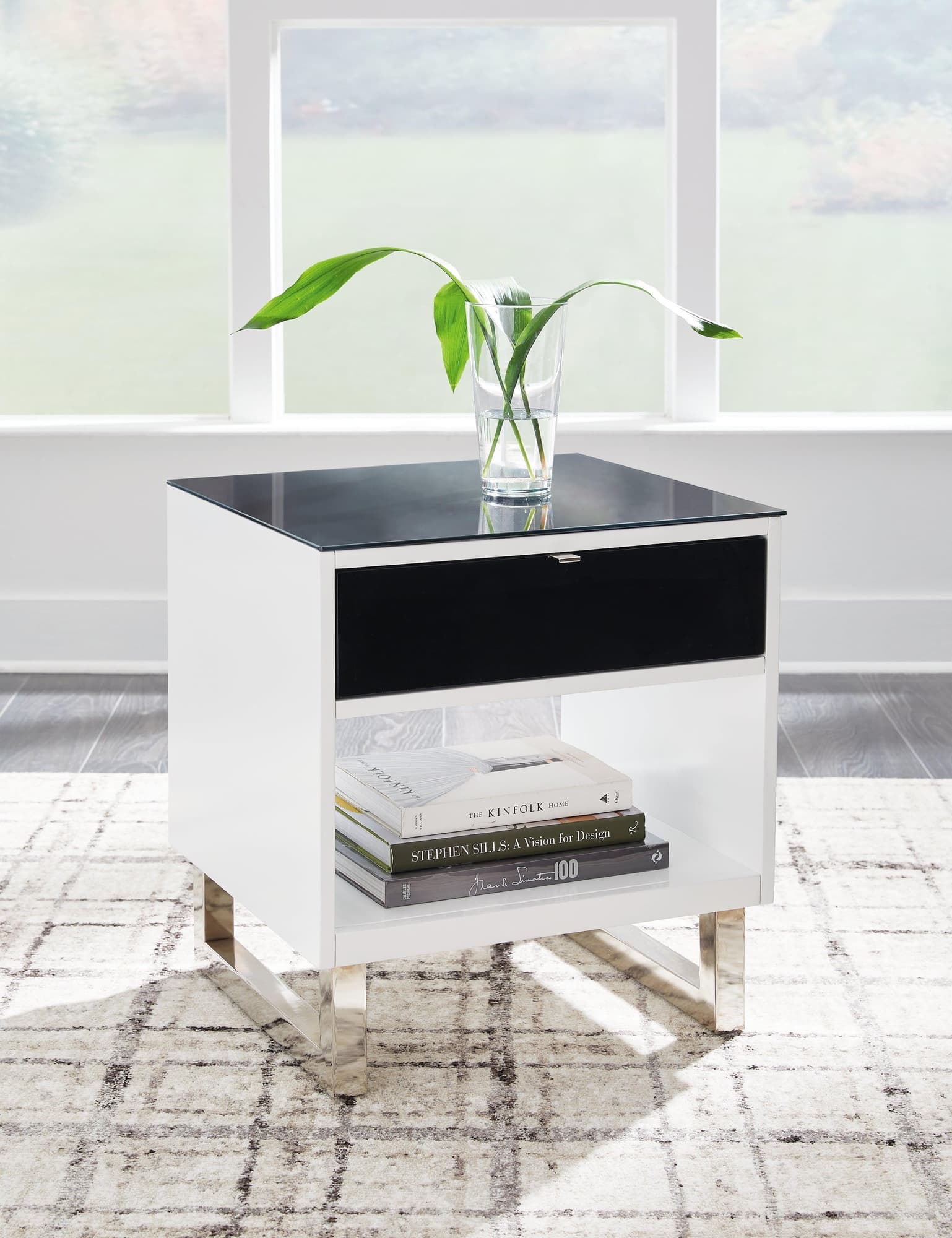 Gardoni White Black End Table