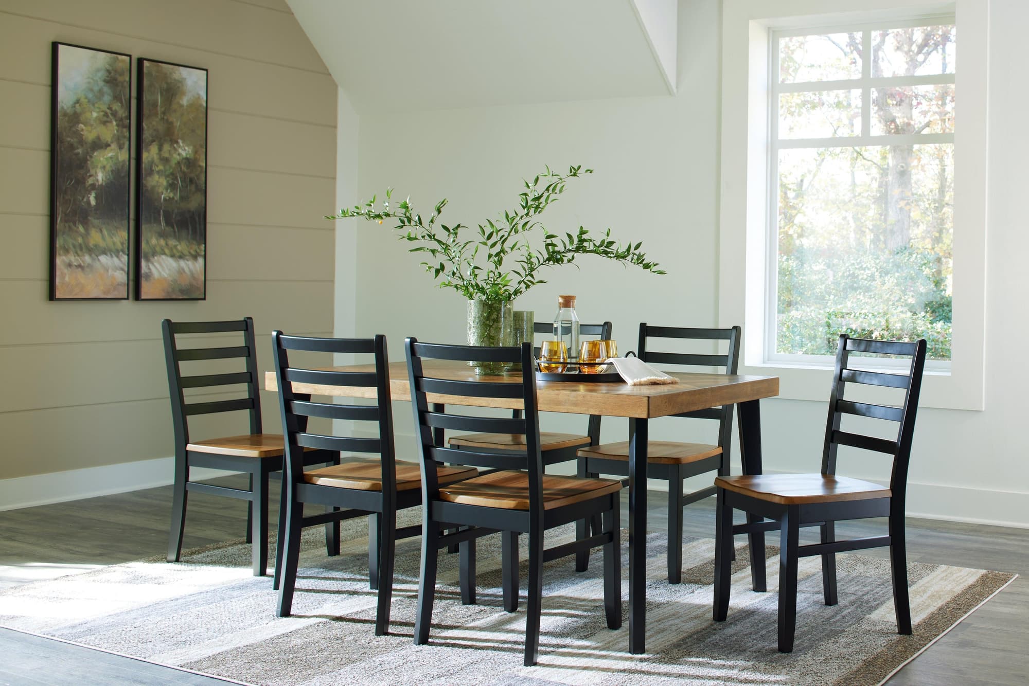 Blondon Brown Black Dining Table And 6 Chairs (Set of 7) - Image 1