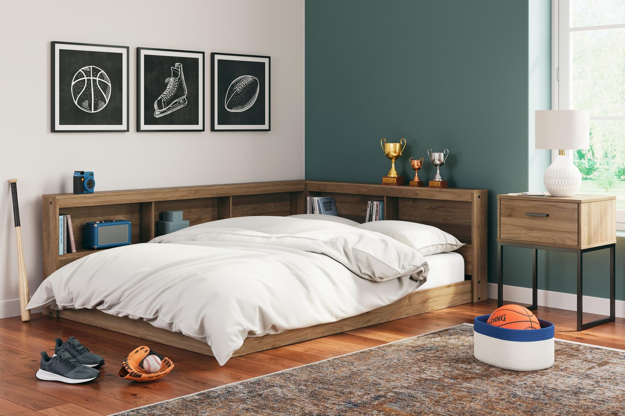 Deanlow Honey Full Bookcase Storage Bed - Image 1