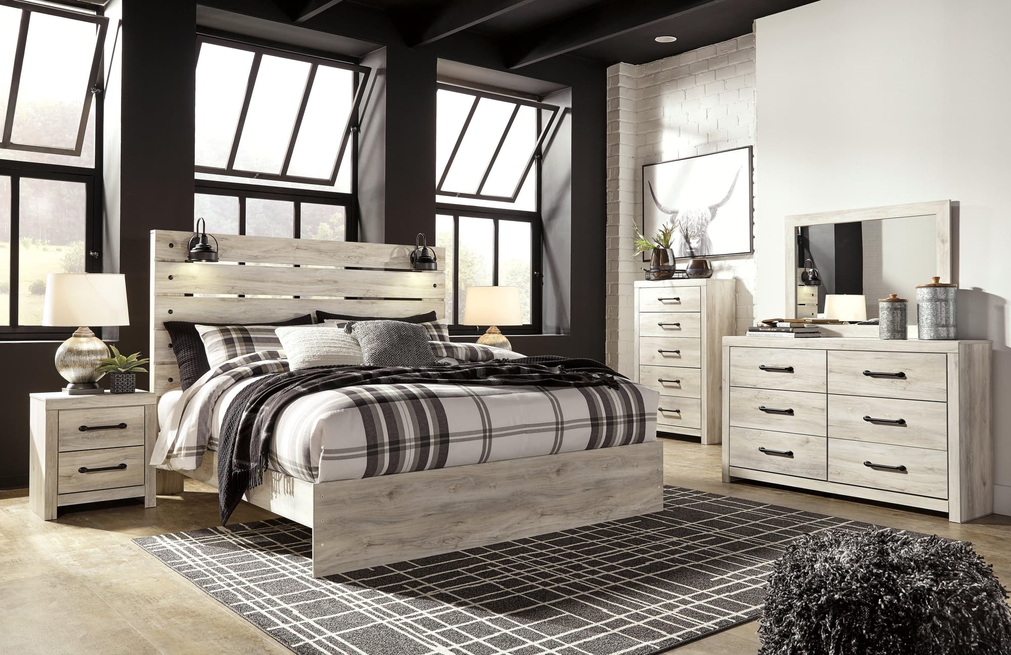 Cambeck Whitewash LED Panel Bedroom Set - Image 1