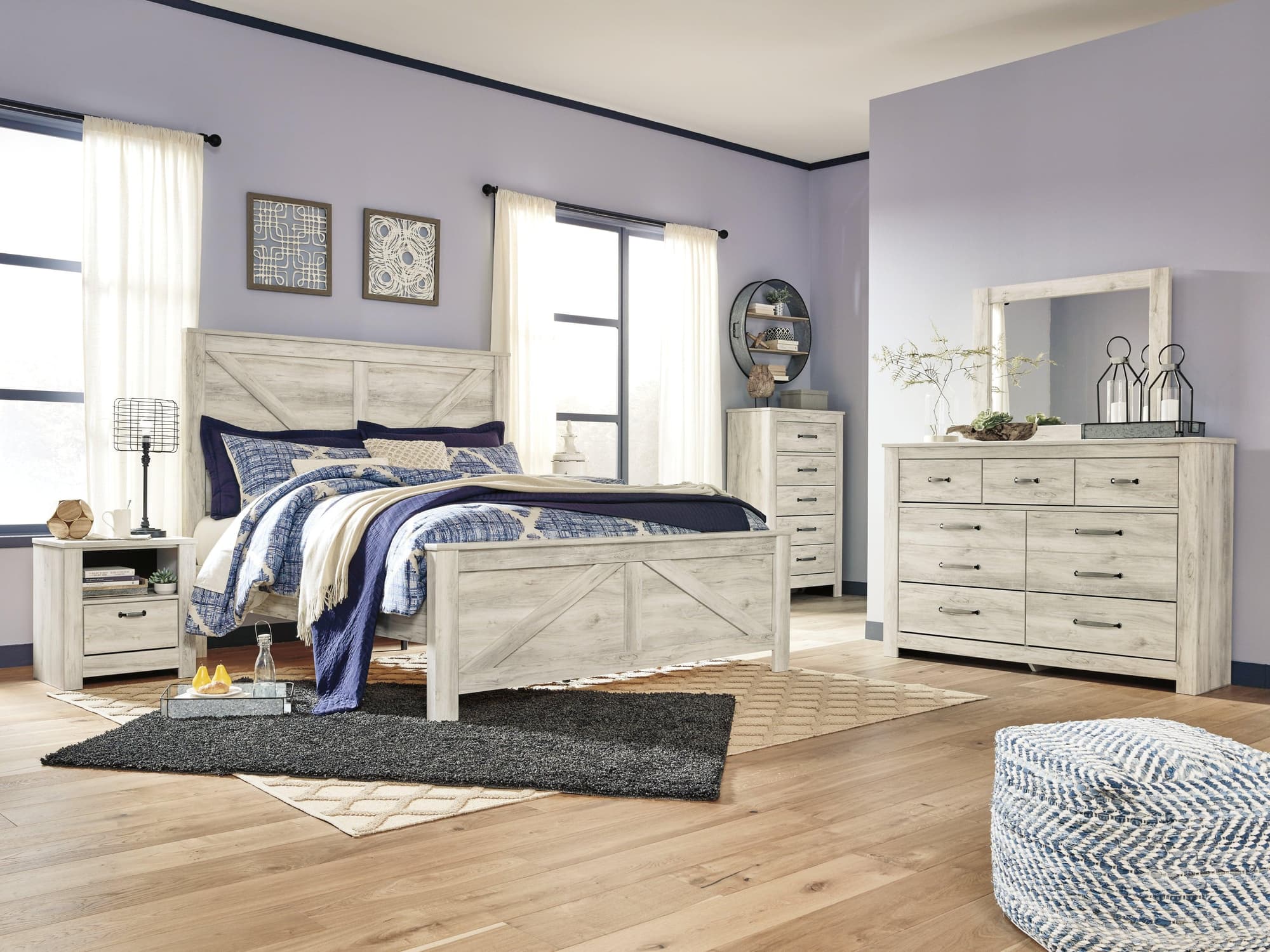 Bellaby Whitewash Crossbuck Panel Bedroom Set - Image 1