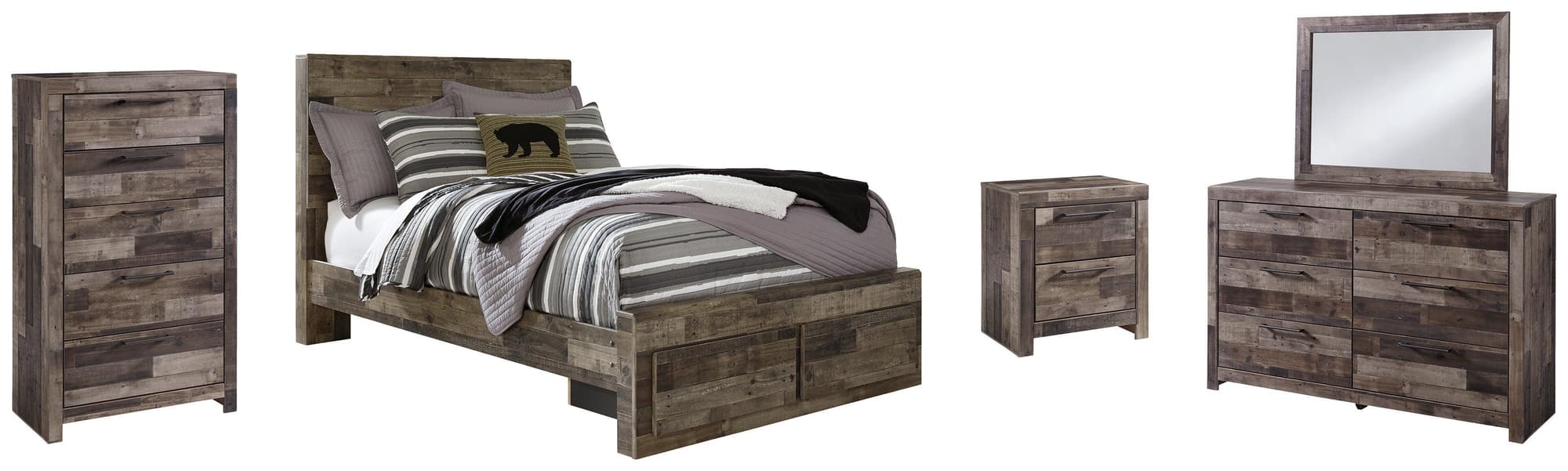Derekson Multi Gray Panel 2 Storage Bedroom Set - Image 1