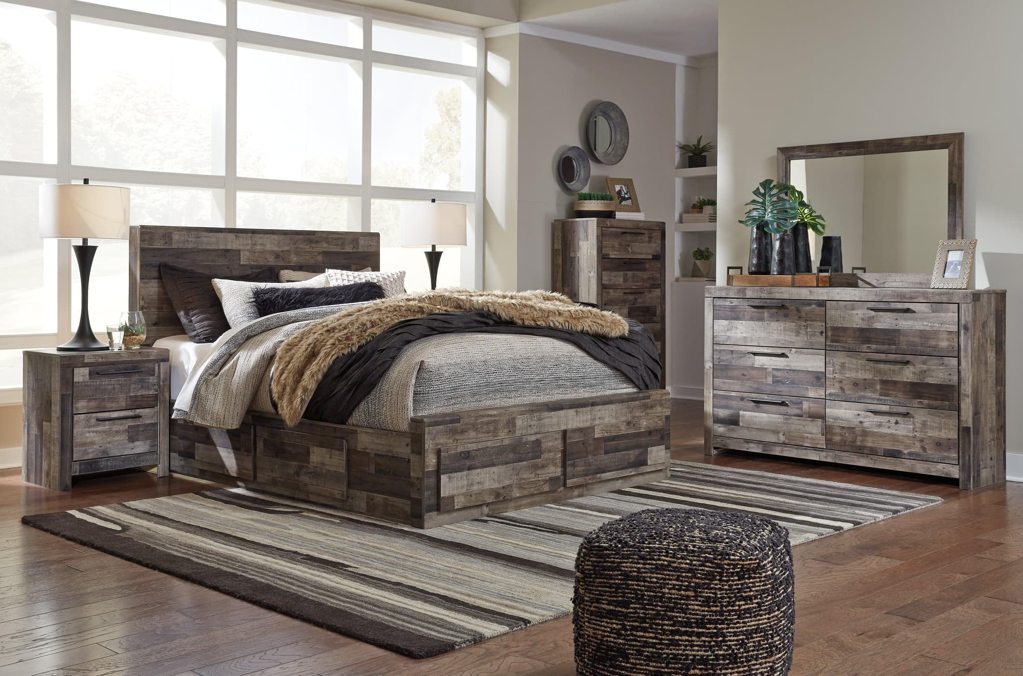 Derekson Multi Gray Panel 6 Storage Bedroom Set - Image 1