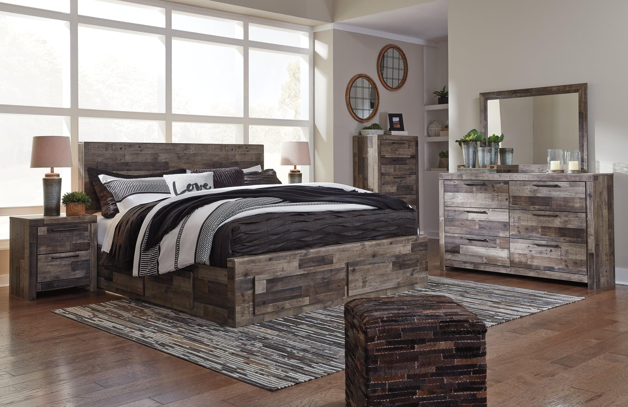 Derekson Multi Gray Panel 4 Storage Bedroom Set - Image 1