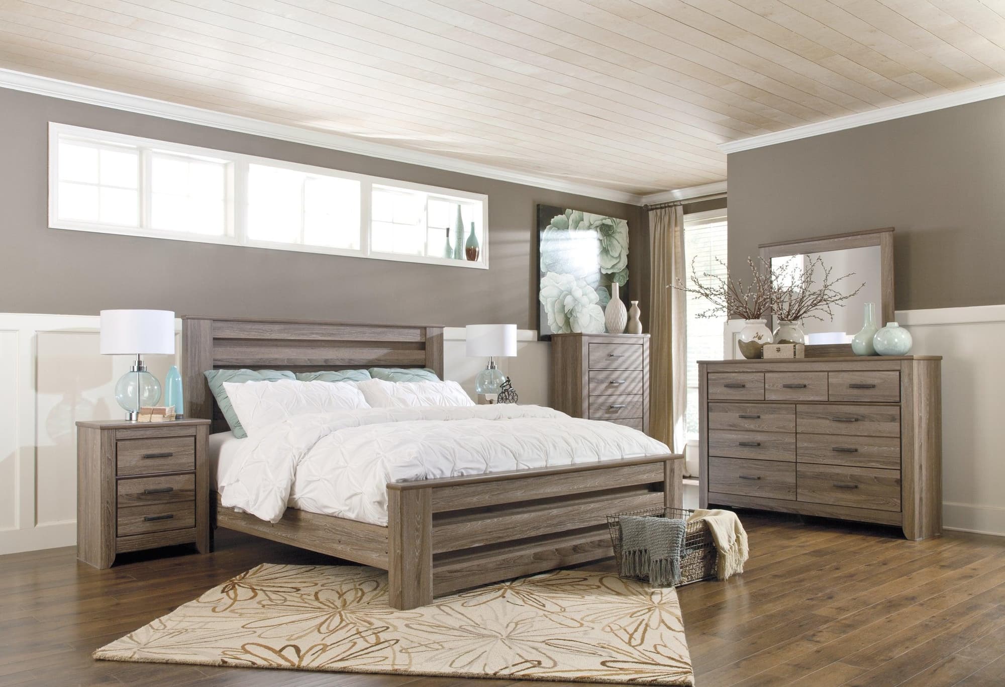 Zelen Warm Gray Panel Bedroom Set - Image 1